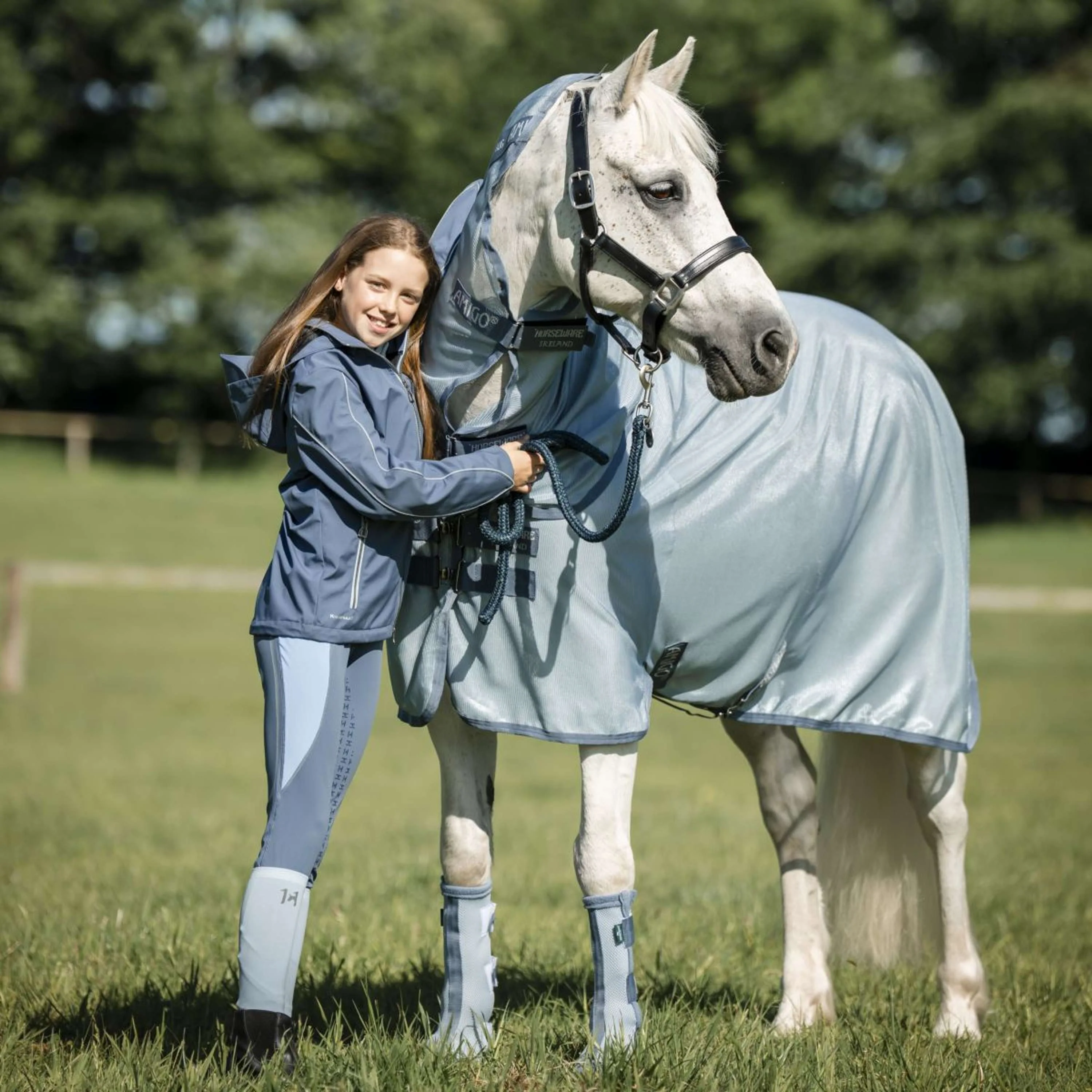 Amigo Bug Rug Plus Pony Heather Blue/Blue/Silver - Image 2