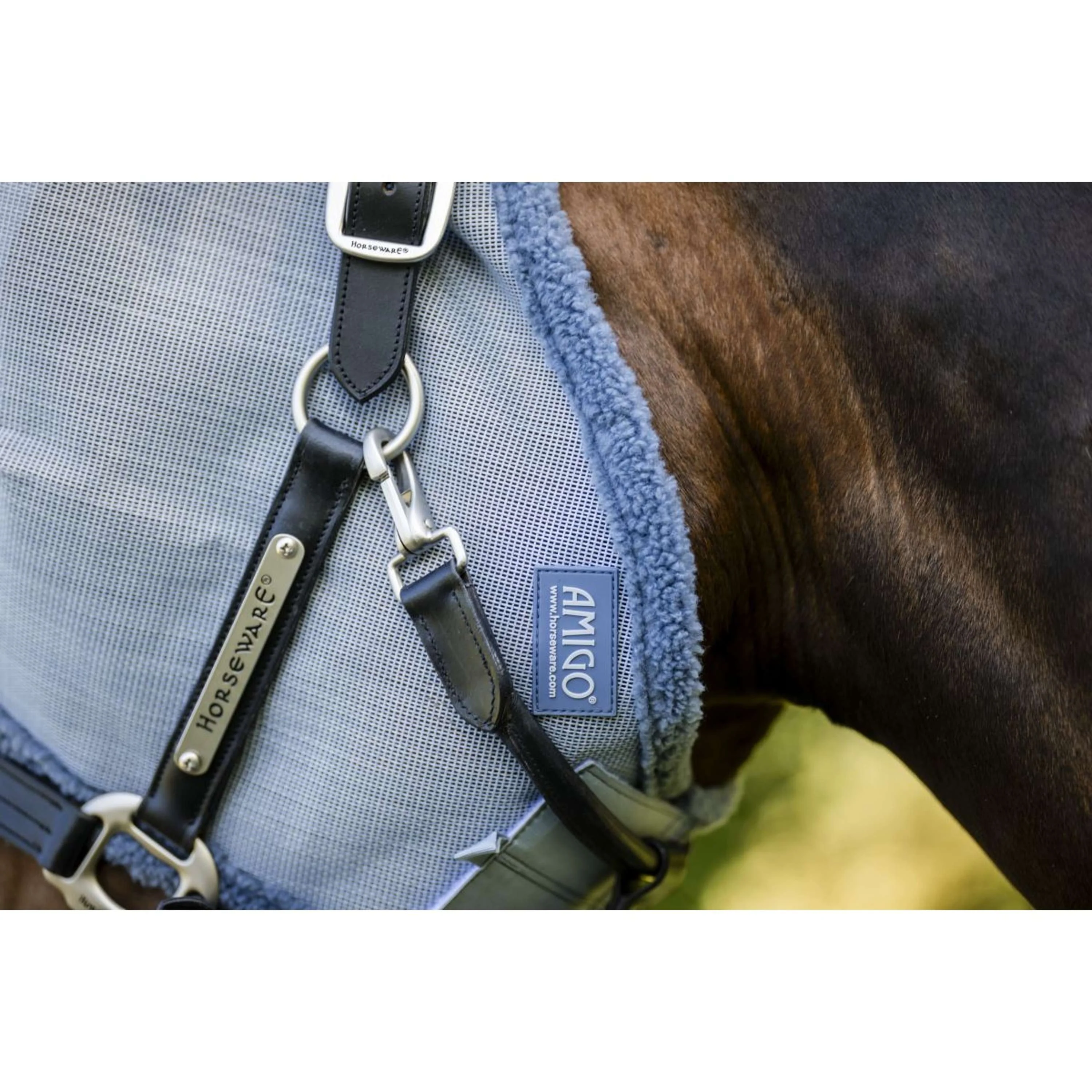 Amigo Fly Mask Heather Blue/Blue/Silver - Image 5