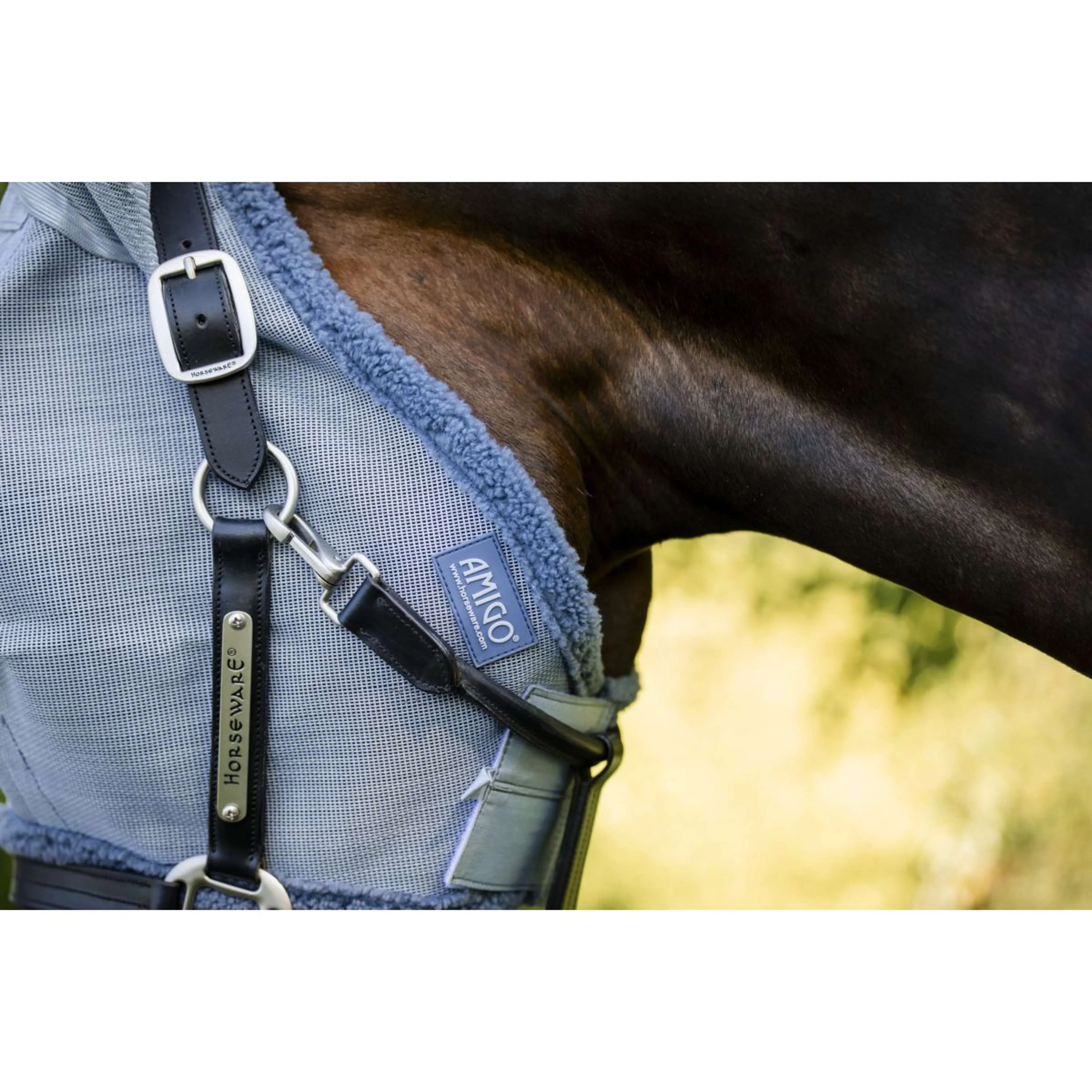 Amigo Fly Mask Heather Blue/Blue/Silver - Image 6