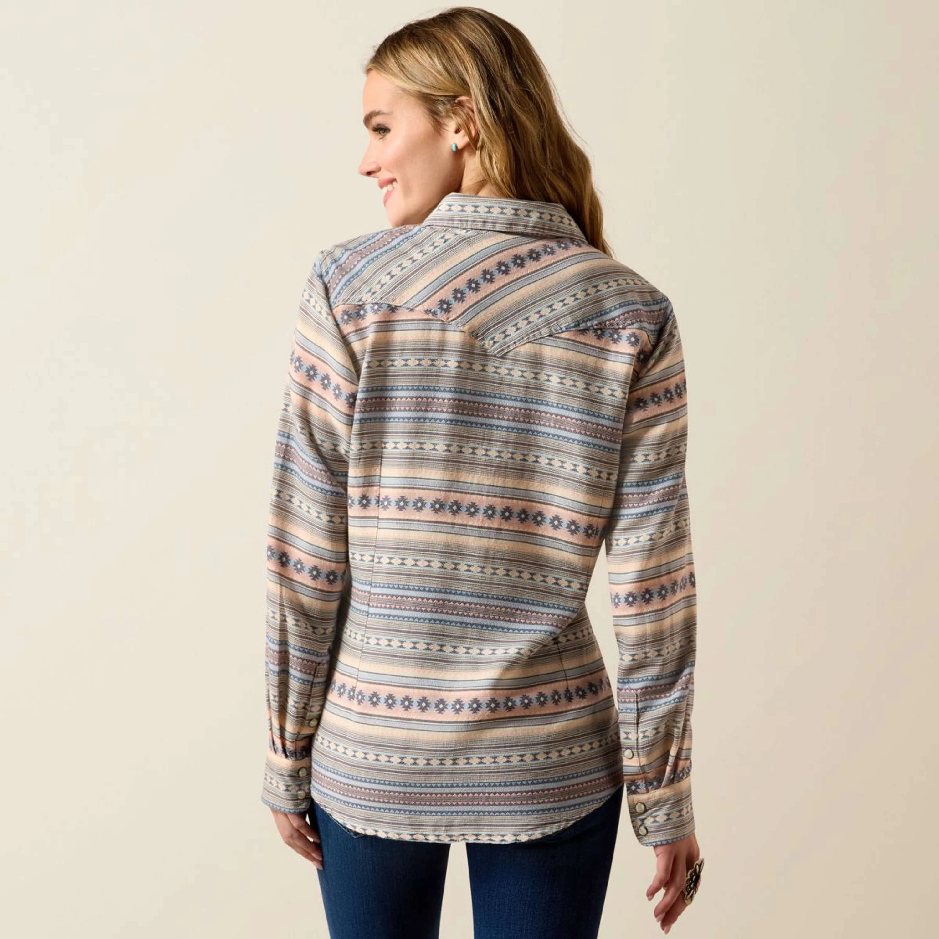 Ariat Bluse Arizona Western Damen Ombre Blue Southwest - Image 4