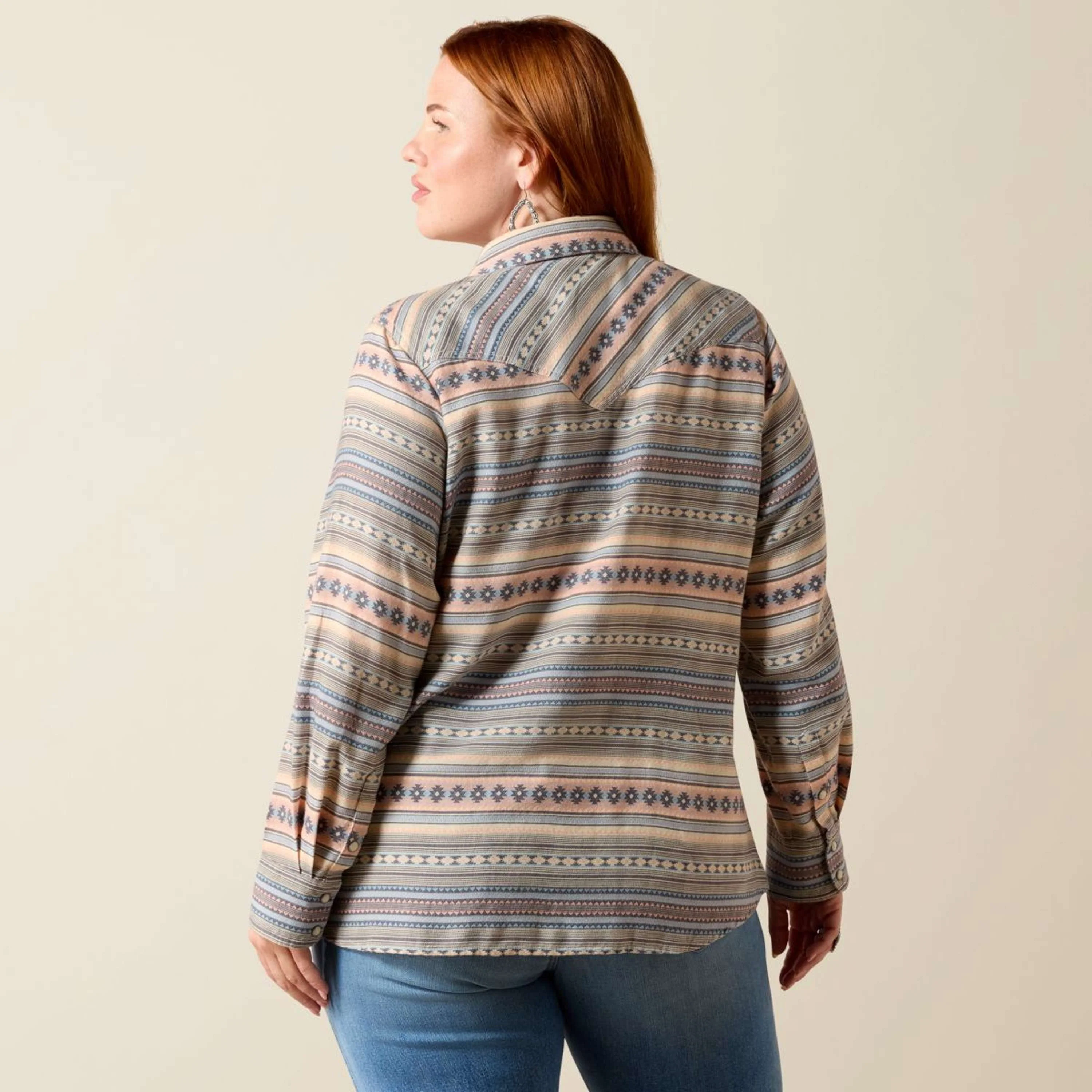 Ariat Bluse Arizona Western Damen Ombre Blue Southwest - Image 7