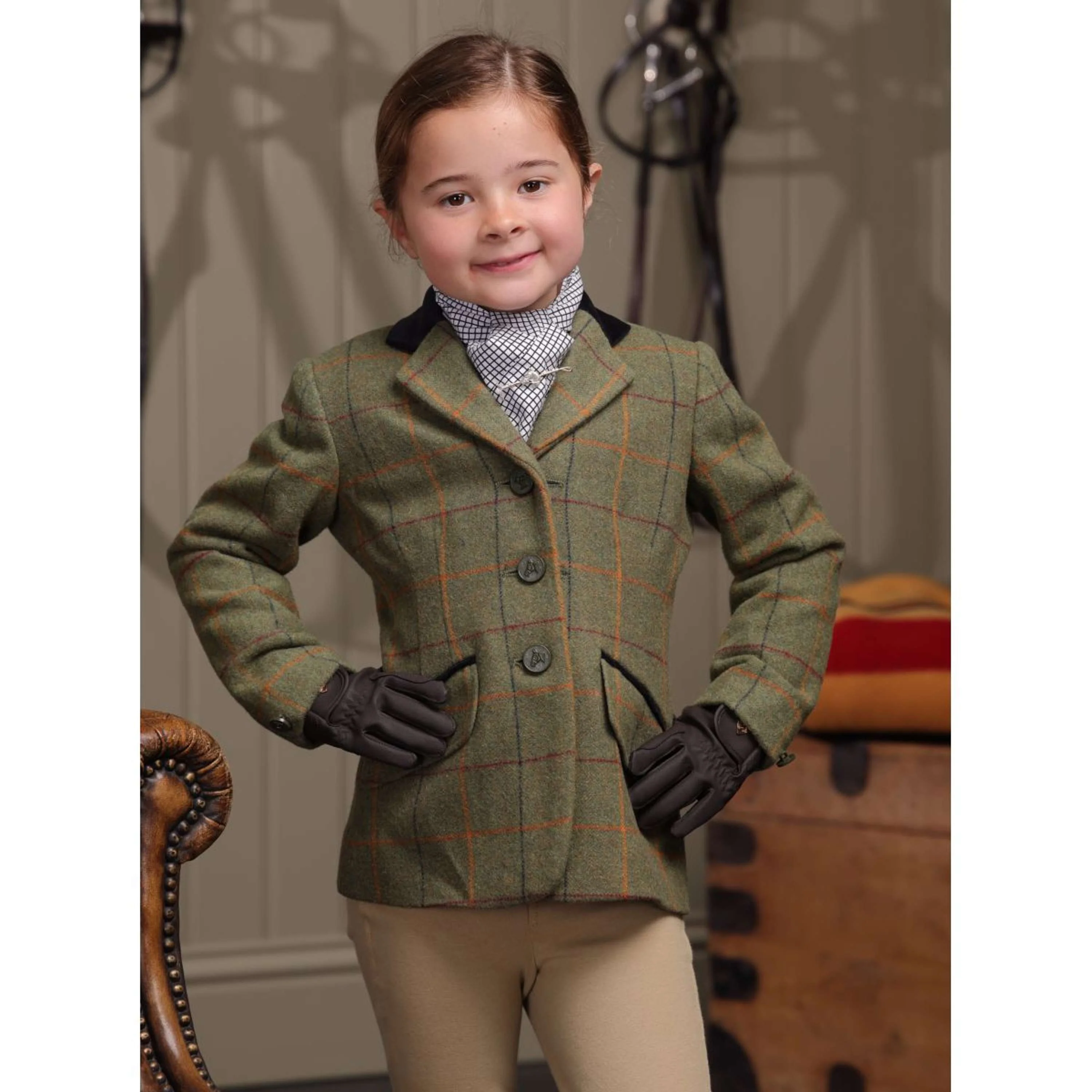 Aubrion by Shires Turnierjacket Saratoga Kinder Rot/Gelb/Blau Check - Image 11