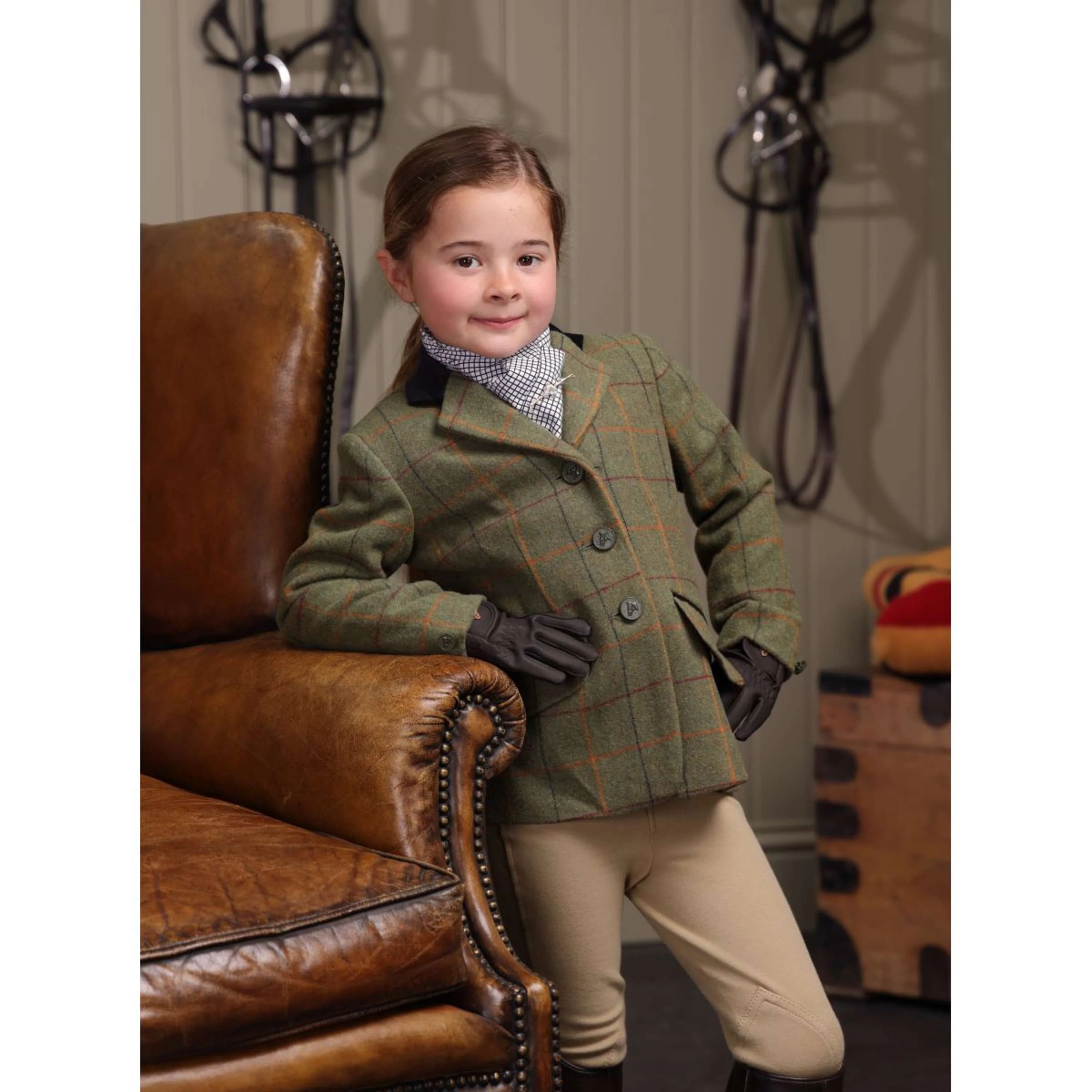 Aubrion by Shires Turnierjacket Saratoga Kinder Rot/Gelb/Blau Check - Image 7