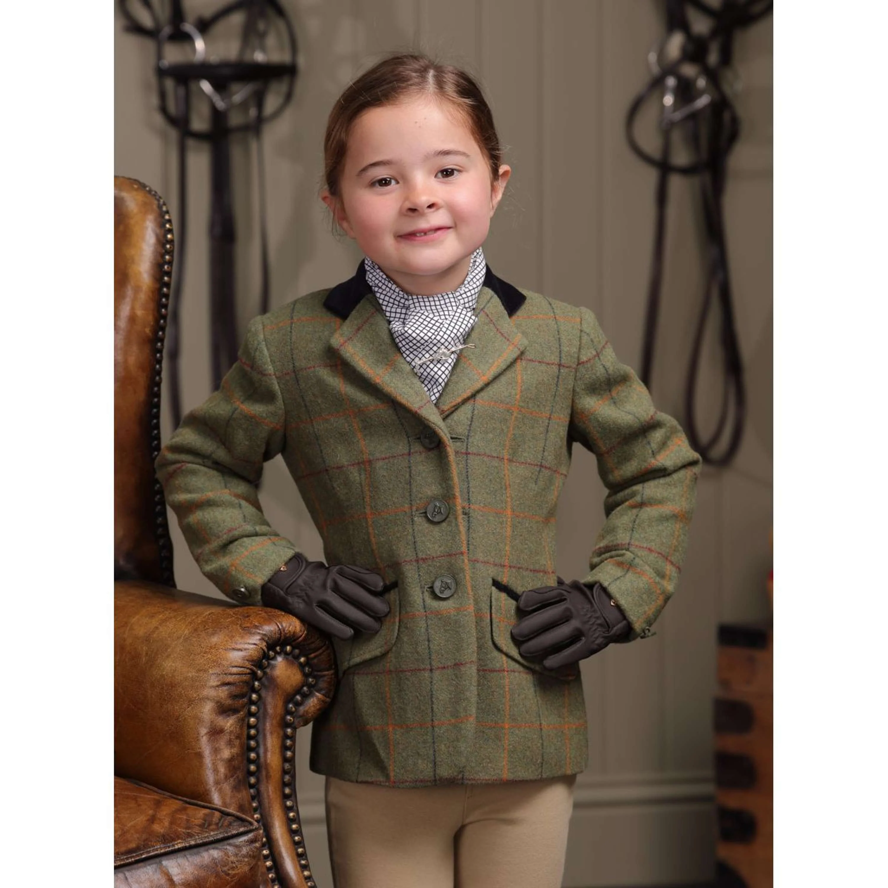 Aubrion by Shires Turnierjacket Saratoga Kinder Rot/Gelb/Blau Check - Image 8