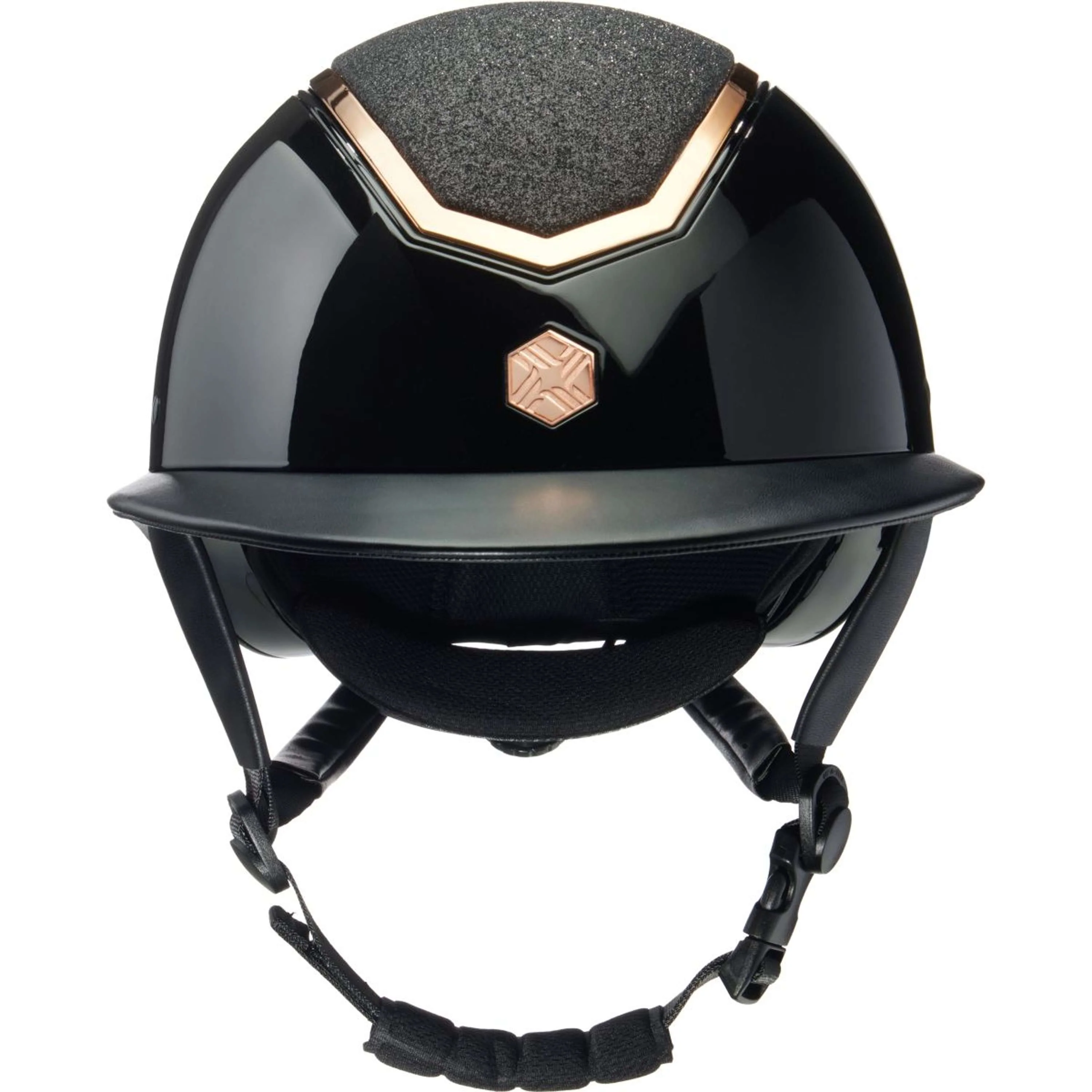 Charles Owen Reithelm Kylo Sparkly Wide Peak Black Gloss/Rose Gold - Image 2