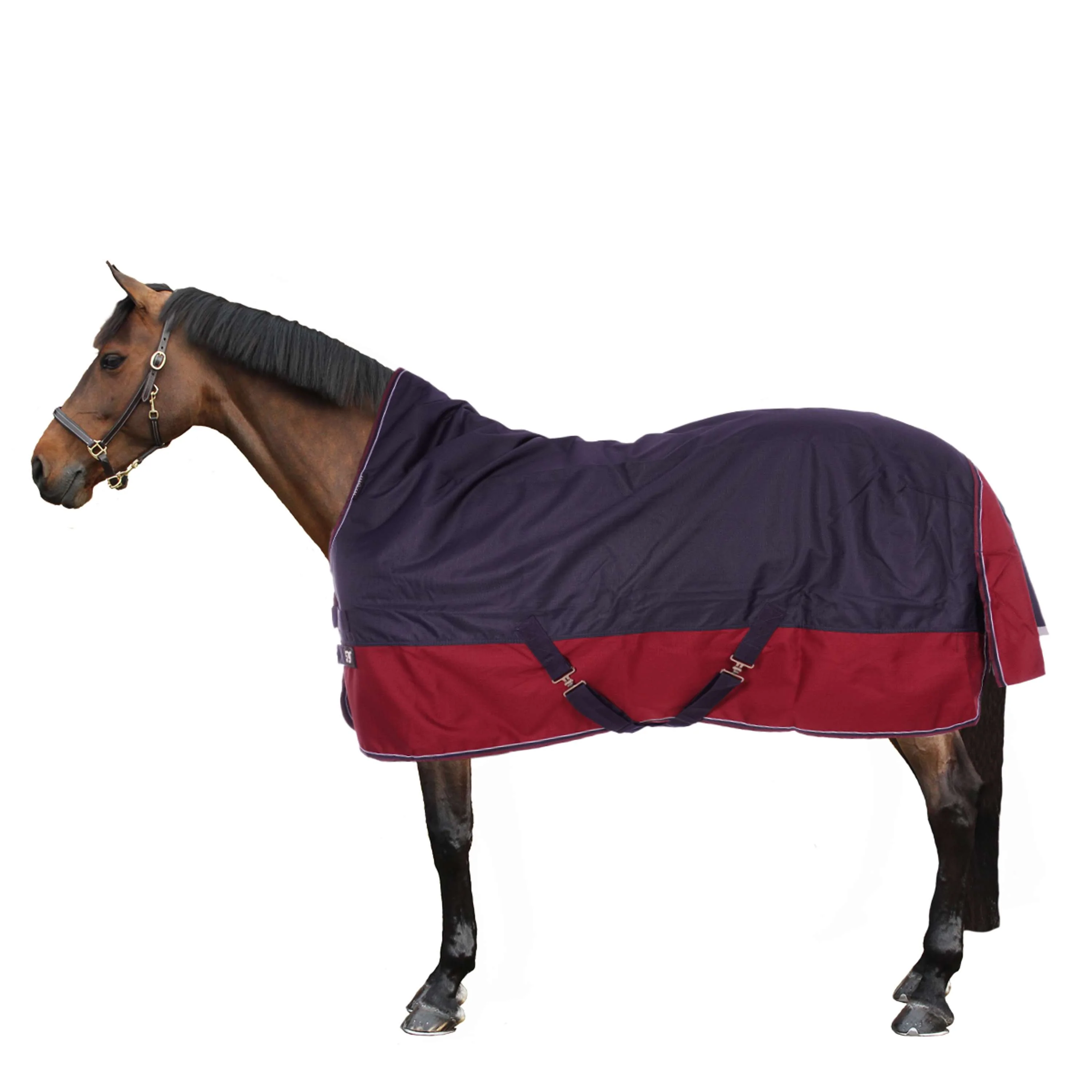 EQUITHÈME Outdoordecke Tyrex 1200D 0g mit Halbem Hals Navy/Bordeaux - Image 5