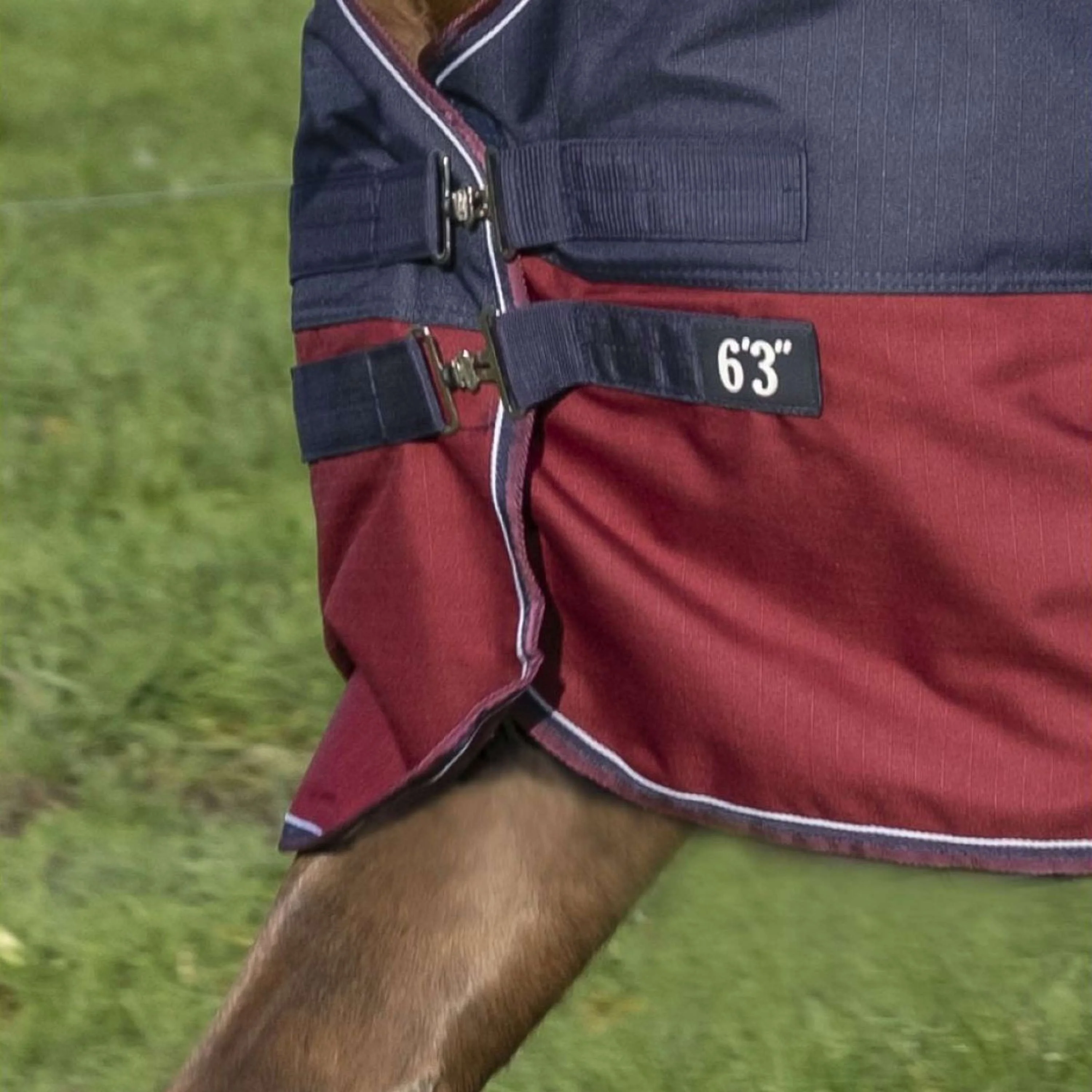 EQUITHÈME Outdoordecke Tyrex 1200D 50g mit Halbem Hals Navy/Bordeaux - Image 2