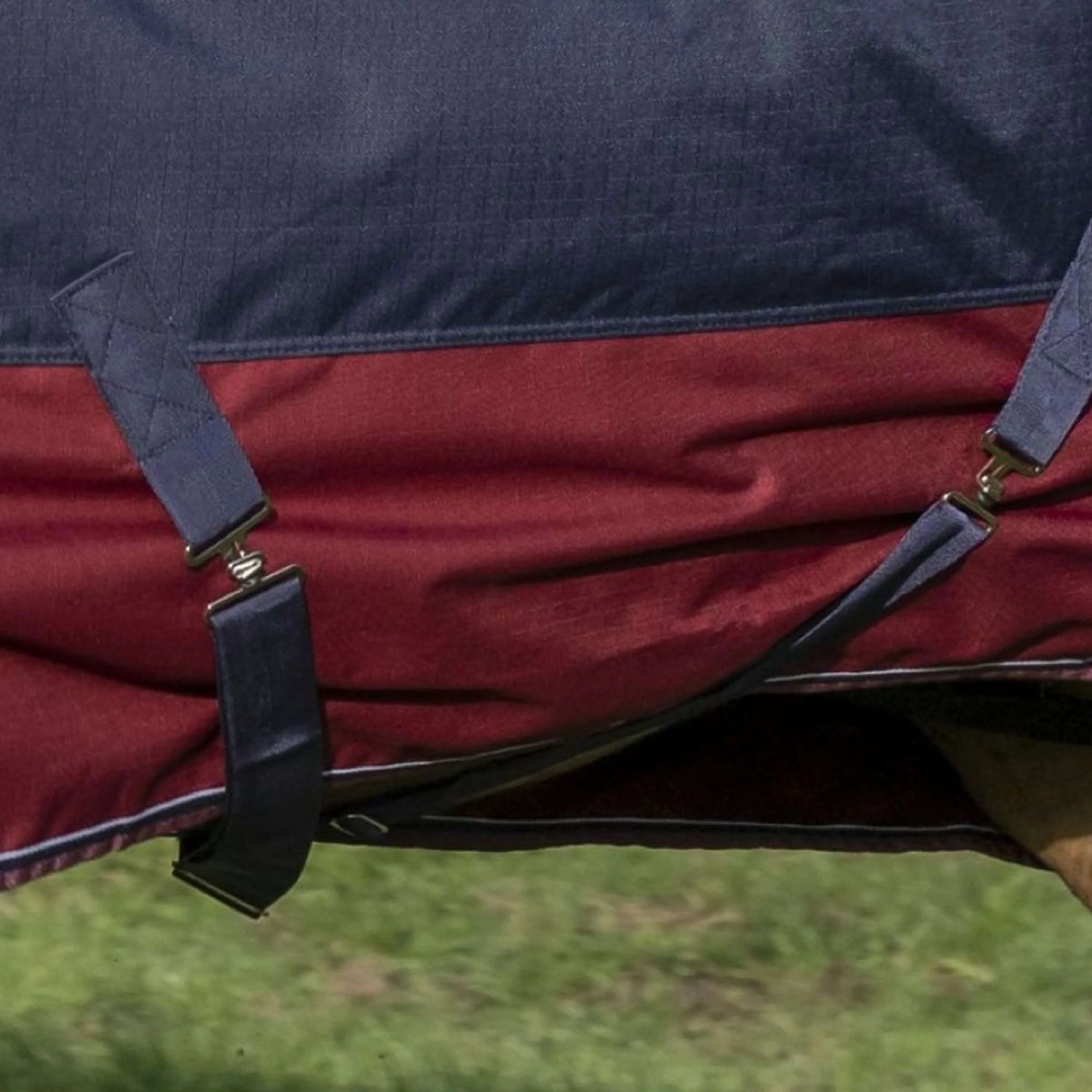 EQUITHÈME Outdoordecke Tyrex 1200D 50g mit Halbem Hals Navy/Bordeaux - Image 3