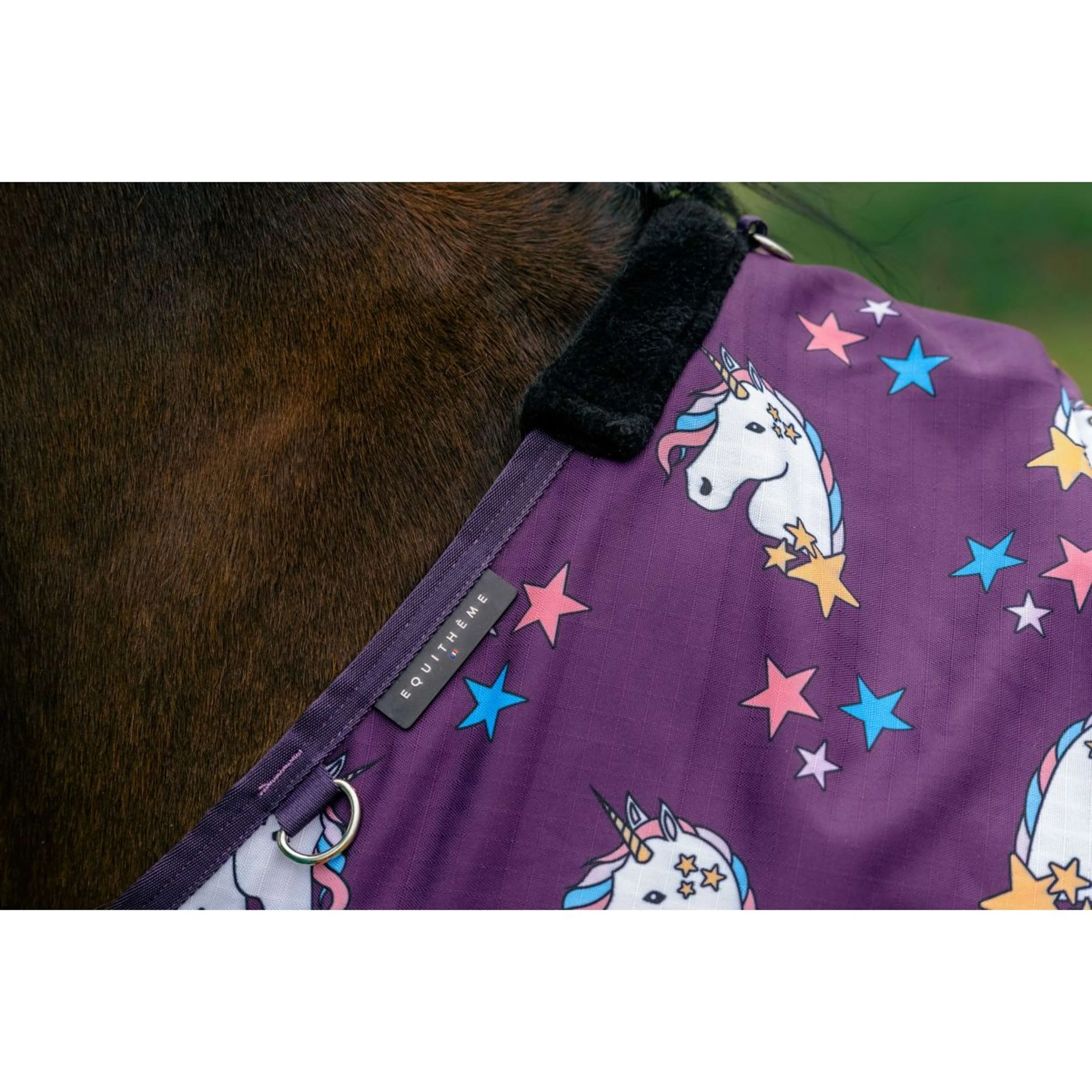 EQUITHÈME Turnout Decke Unicorn 600D 0g Pflaumenfarben - Image 2