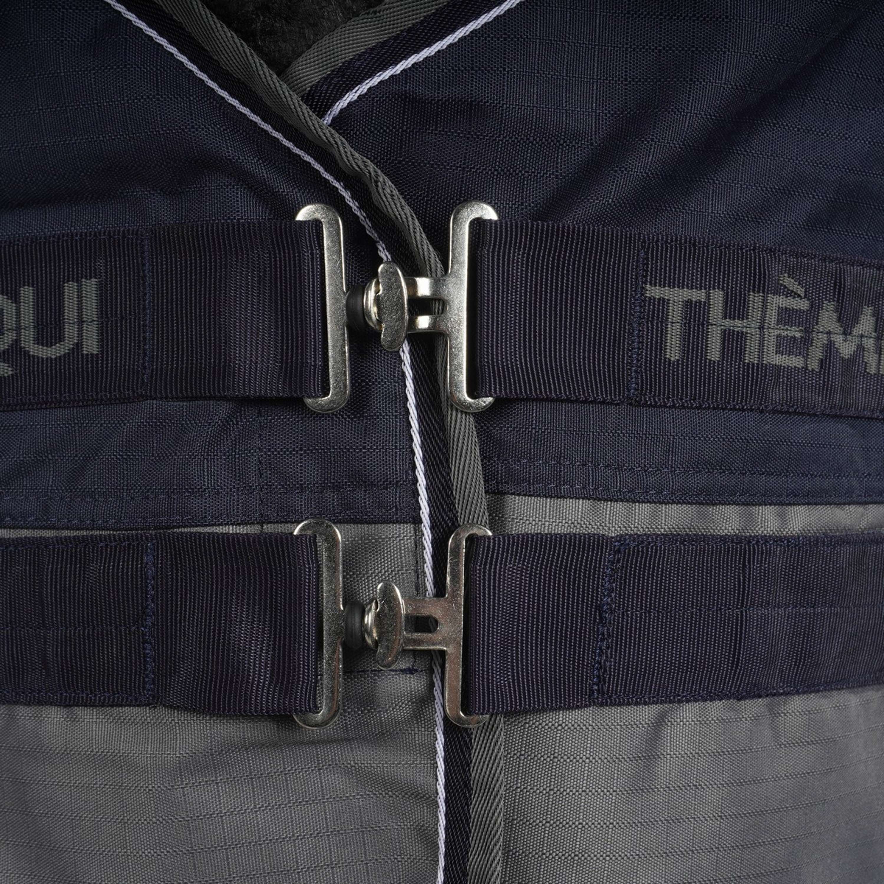 EQUITHÈME Tyrex mit Bauchlatz 600D 300g Navy/Grau Dots - Image 2