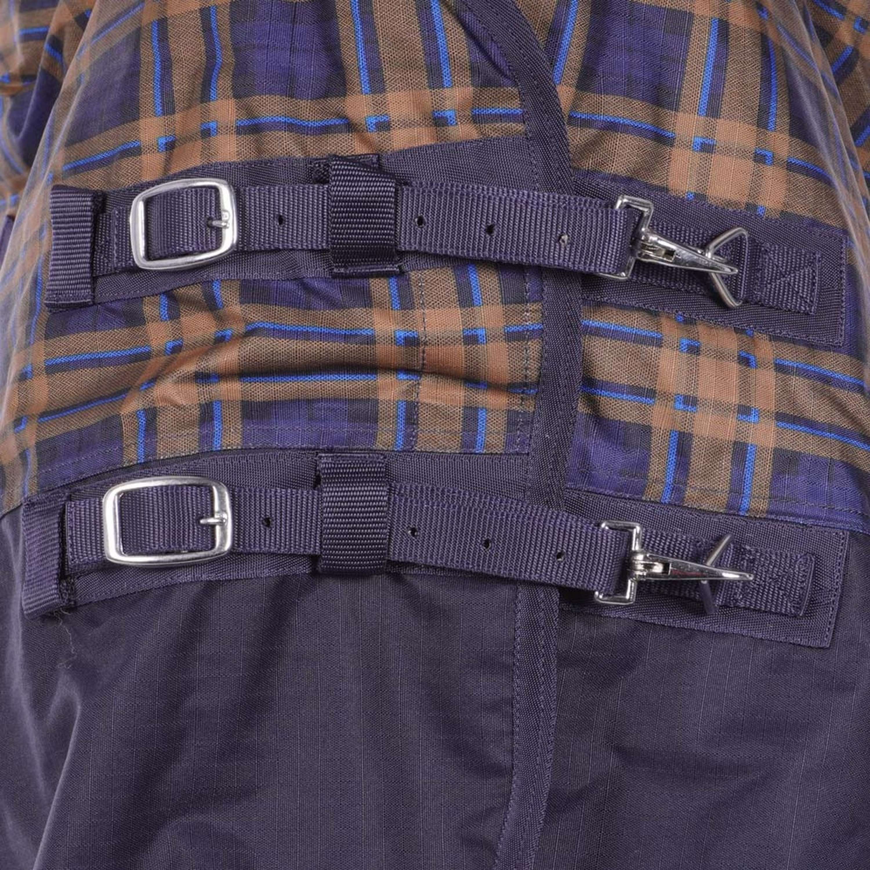 HKM High Neck Decke Providence Karo 1200D 300g Wattefüllung Navy/Braun kariert - Image 2