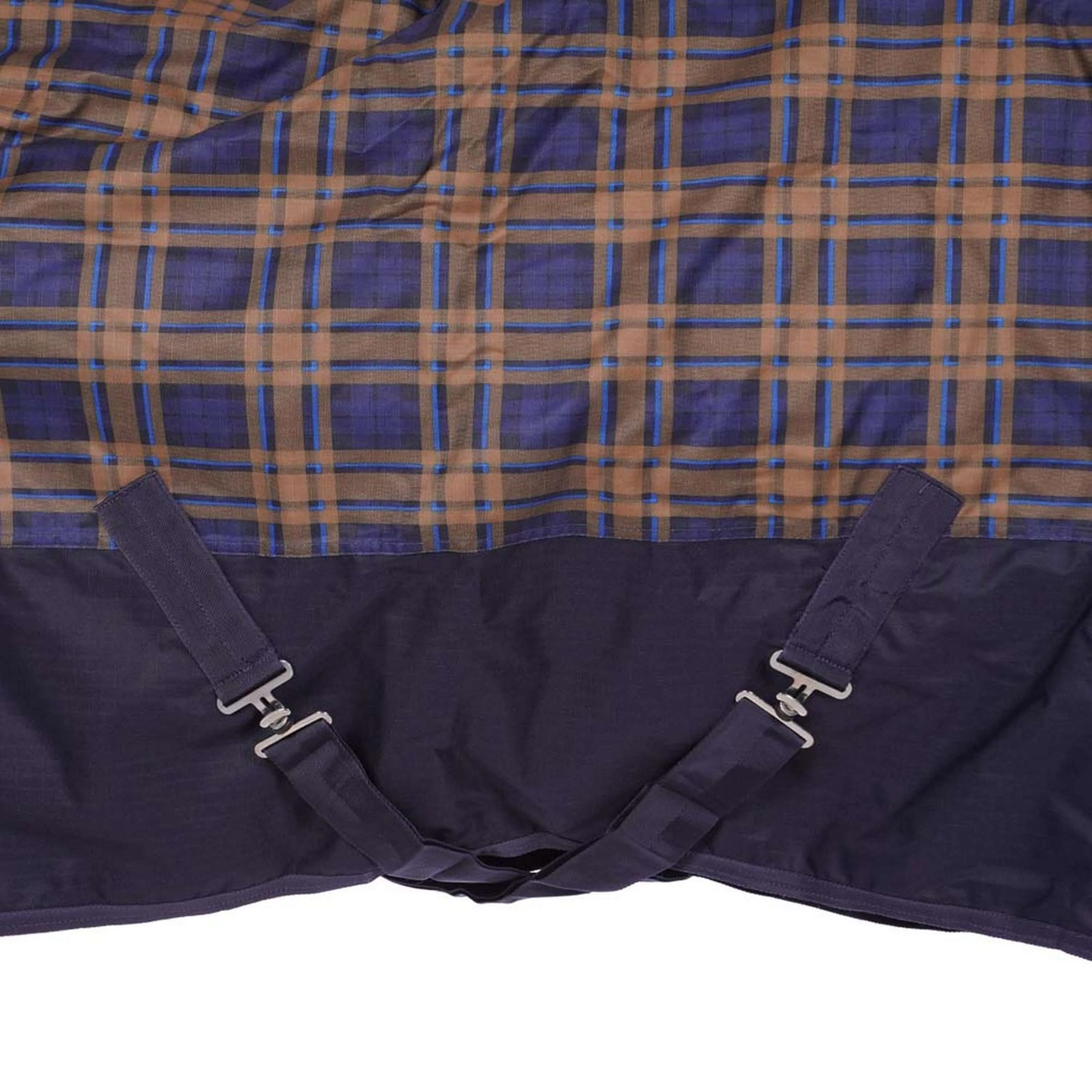 HKM High Neck Decke Providence Karo 1200D 300g Wattefüllung Navy/Braun kariert - Image 6