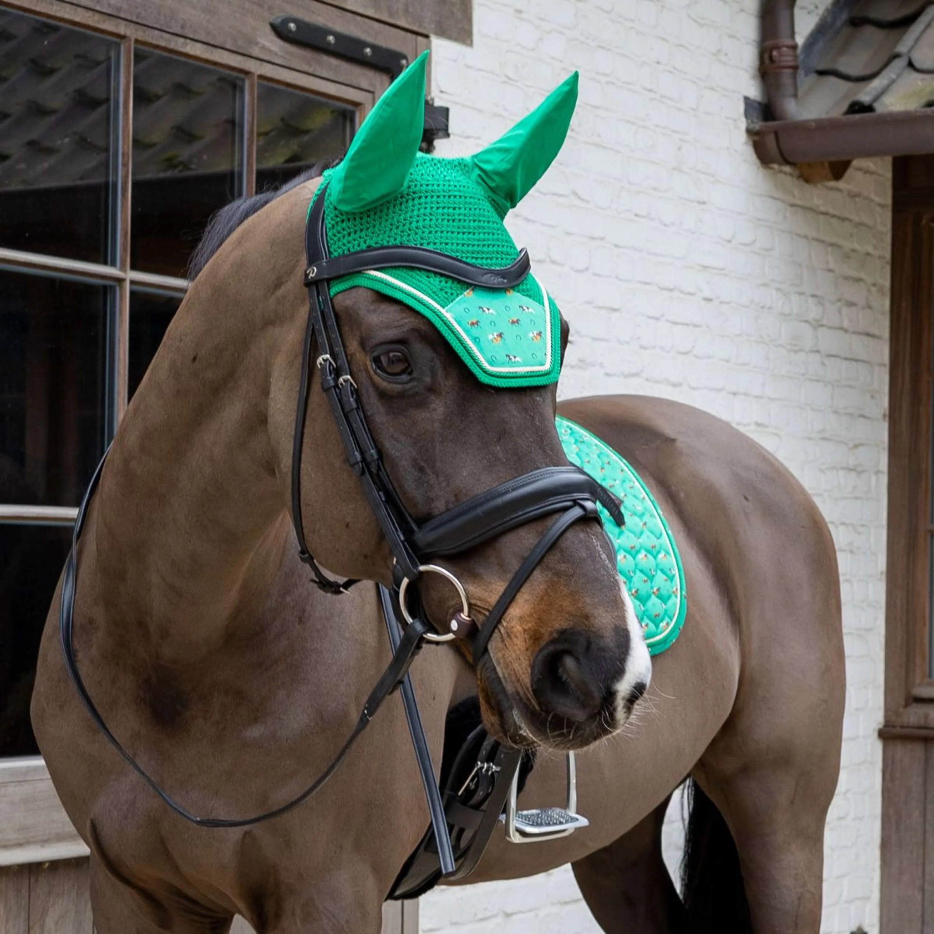 Kentucky Fliegenhaube Wellington Velvet Horse Printing Grün - Image 2