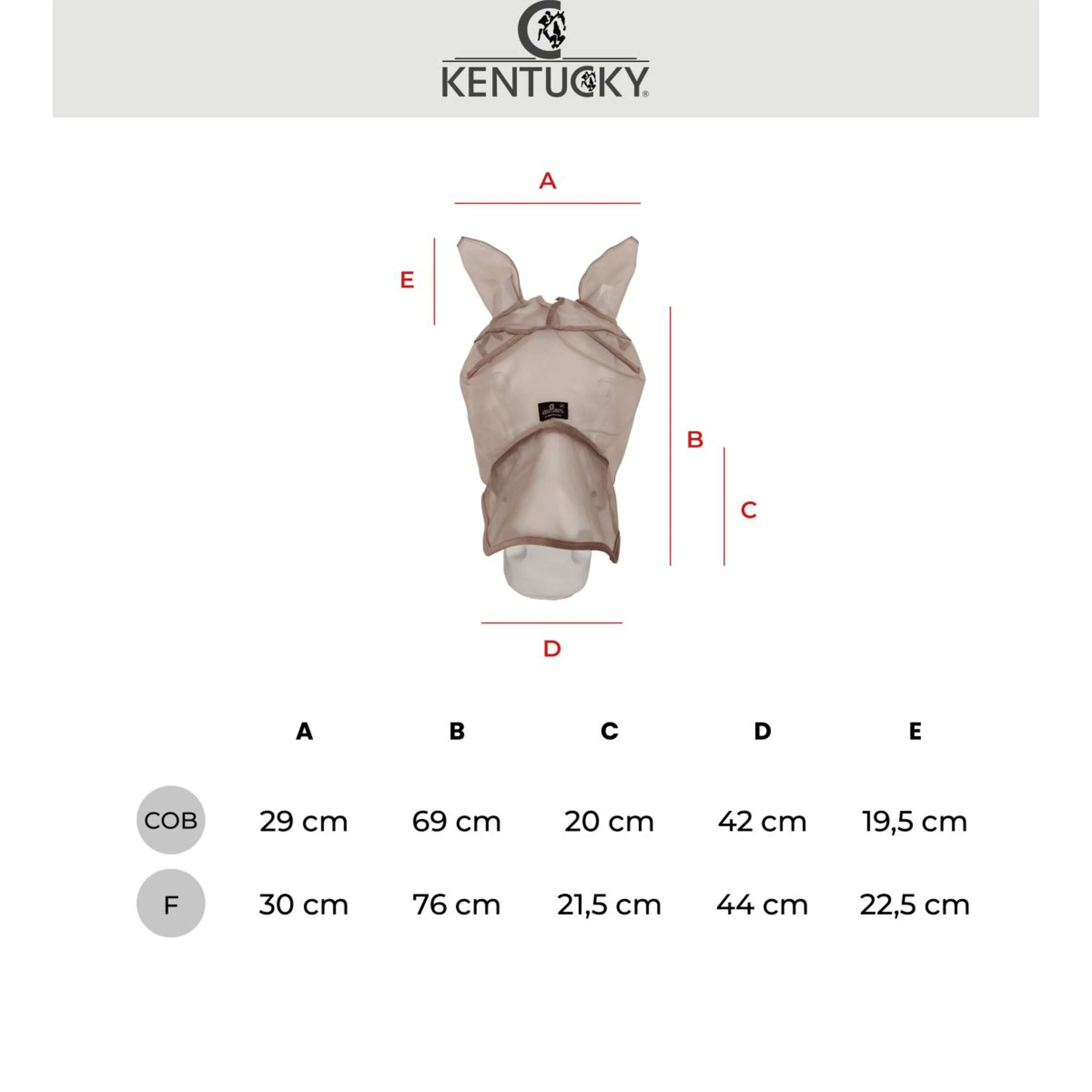 Kentucky Fliegenmaske Heart mit Ohren und Nase Beige - Image 13
