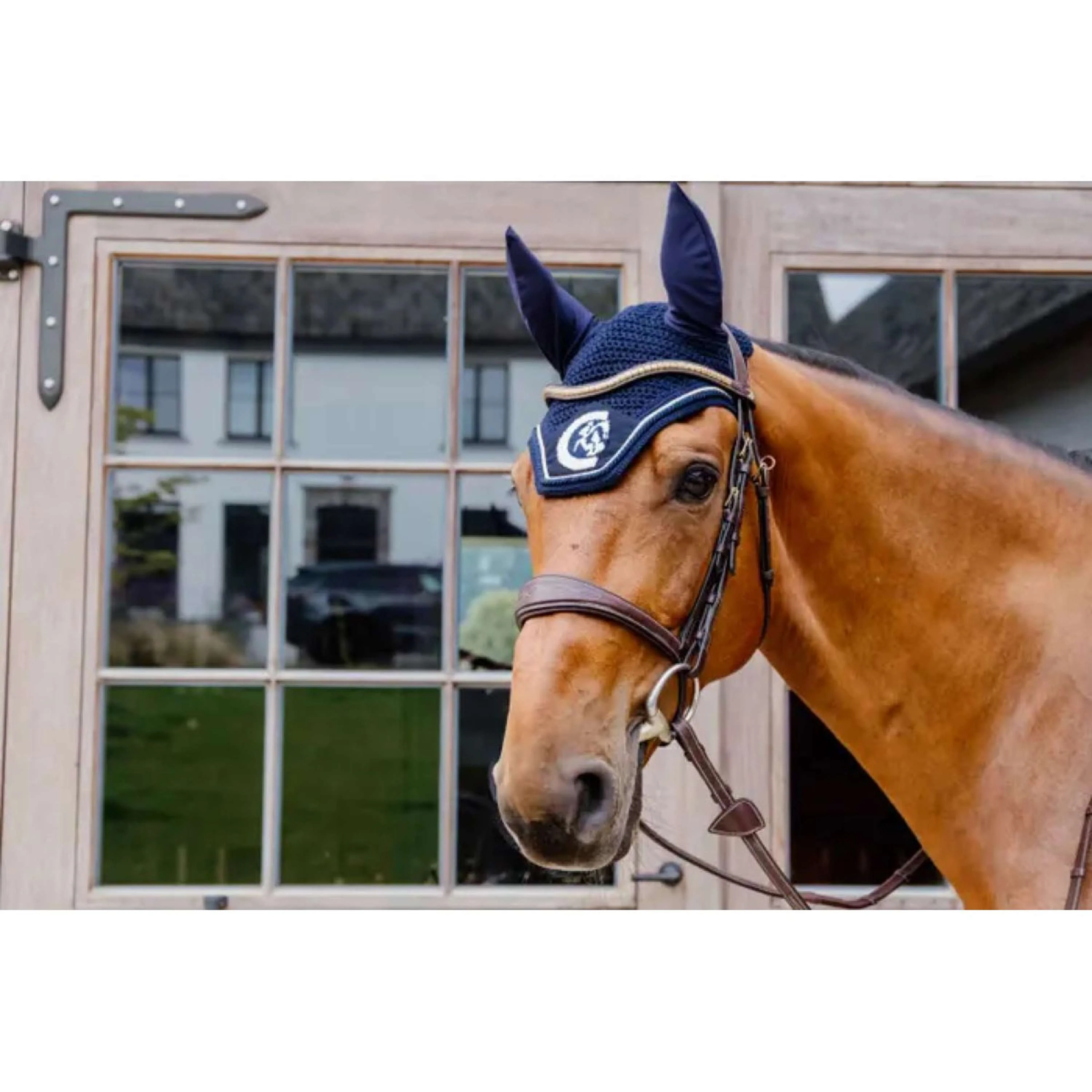Kentucky Horsewear Fliegenhaube Wellington 3D Logo Navy - Image 4