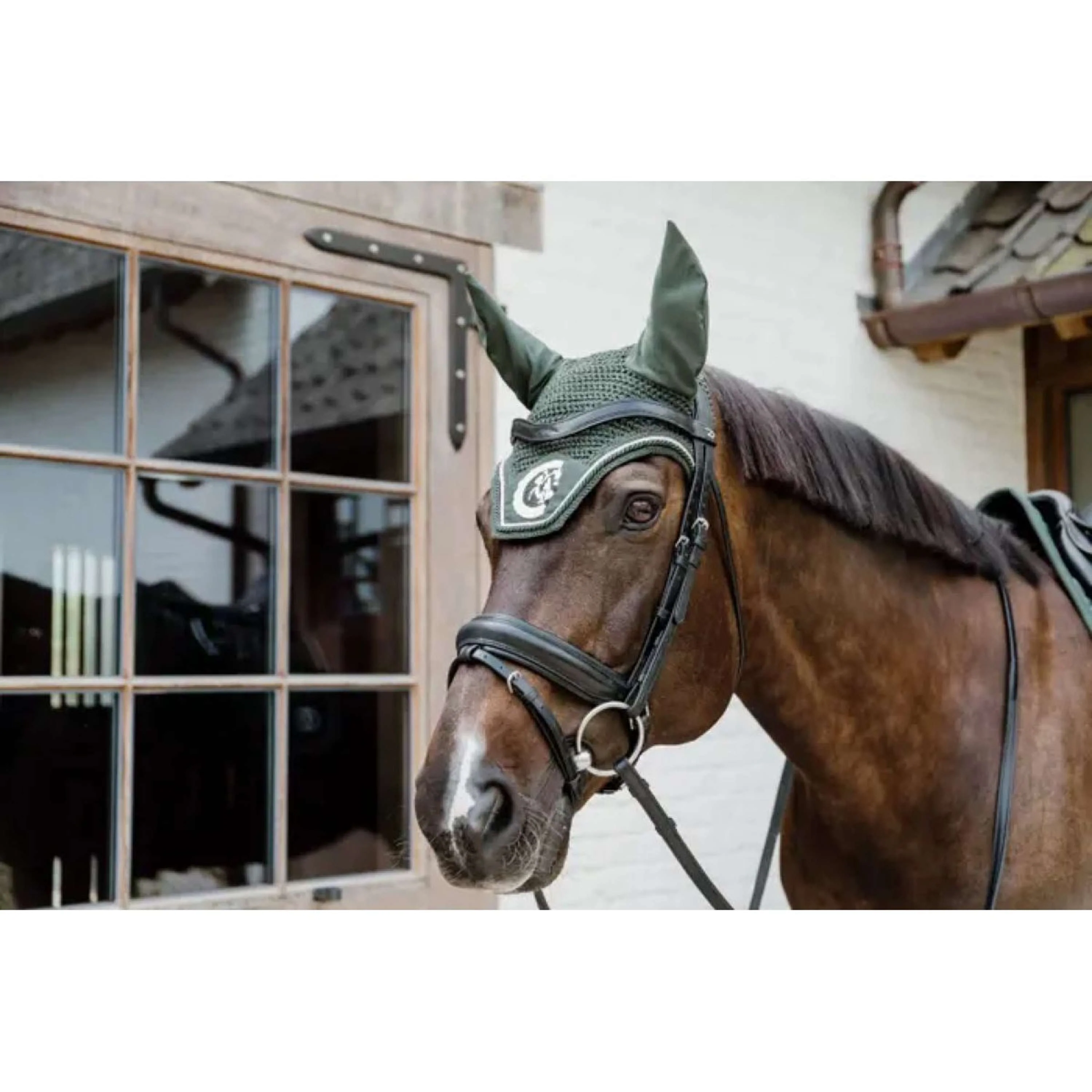 Kentucky Horsewear Fliegenhaube Wellington 3D Logo Pine Green - Image 3