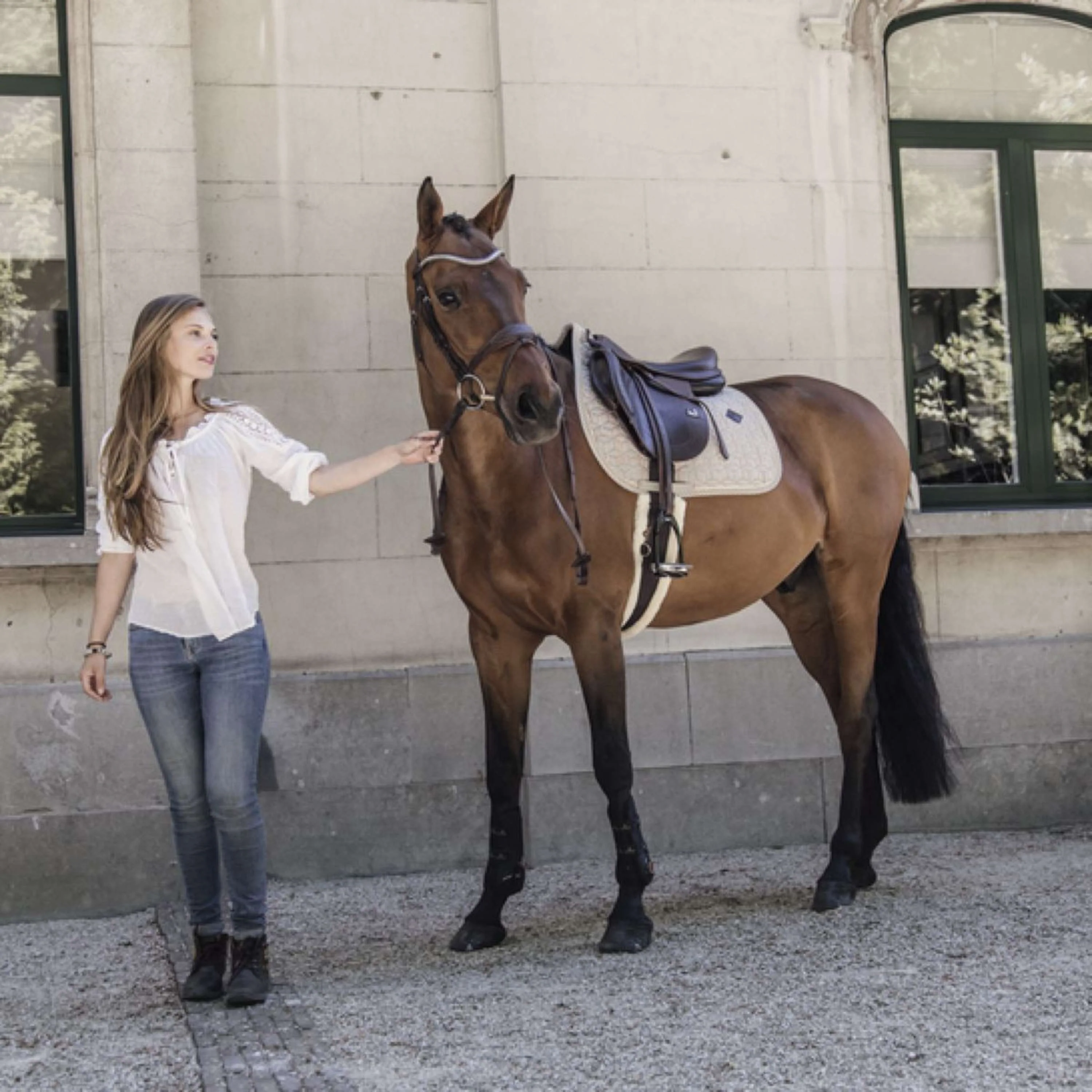 Kentucky Horsewear Schabracke Pied-de-Poule Springen Beige - Image 4