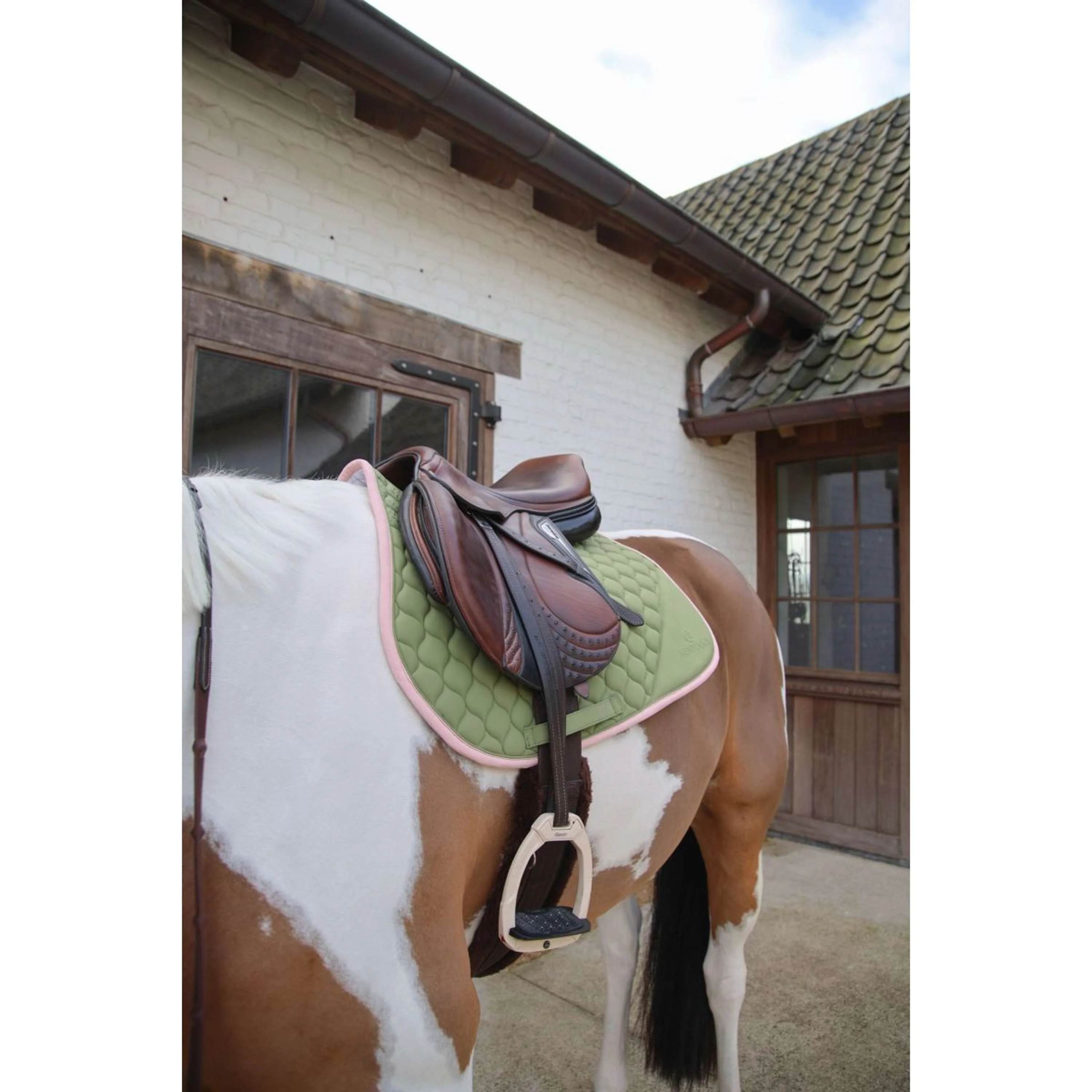 Kentucky Horsewear Schabracke Softshell Onion Quilt Springen Khaki/Altrosa - Image 6
