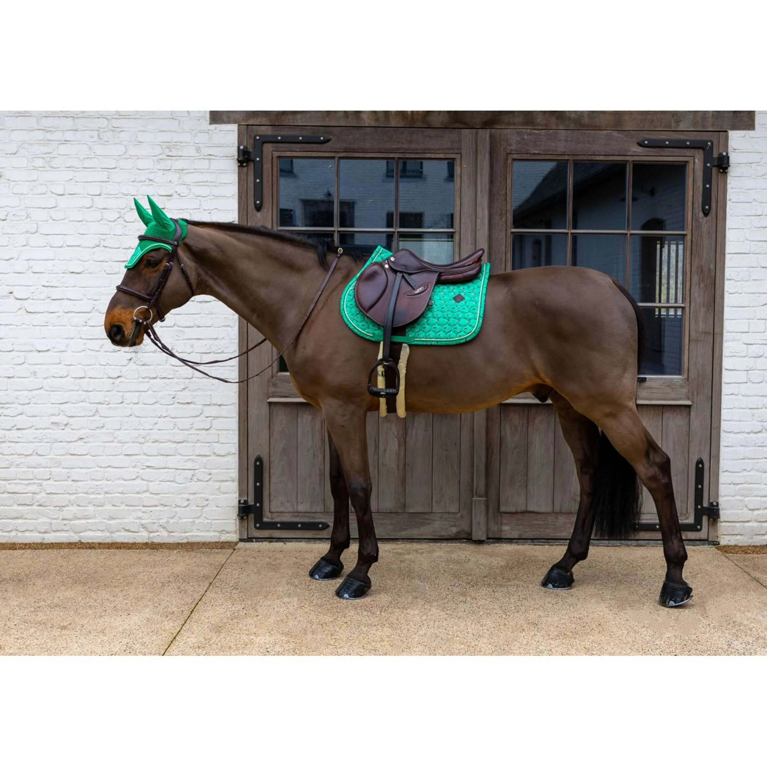 Kentucky Schabracke Velvet Horse Printing Springen Grün - Image 3