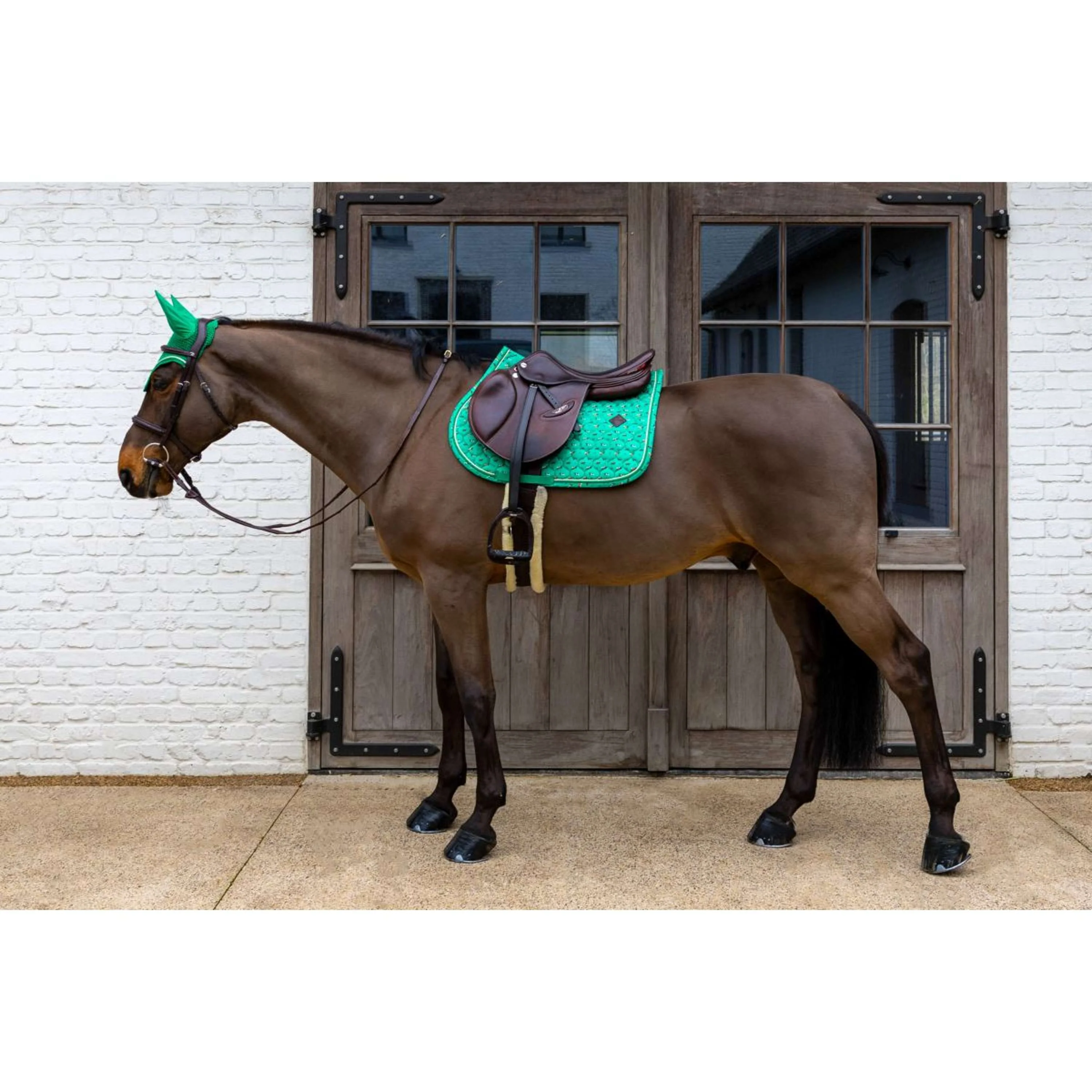 Kentucky Schabracke Velvet Horse Printing Springen Grün - Image 6