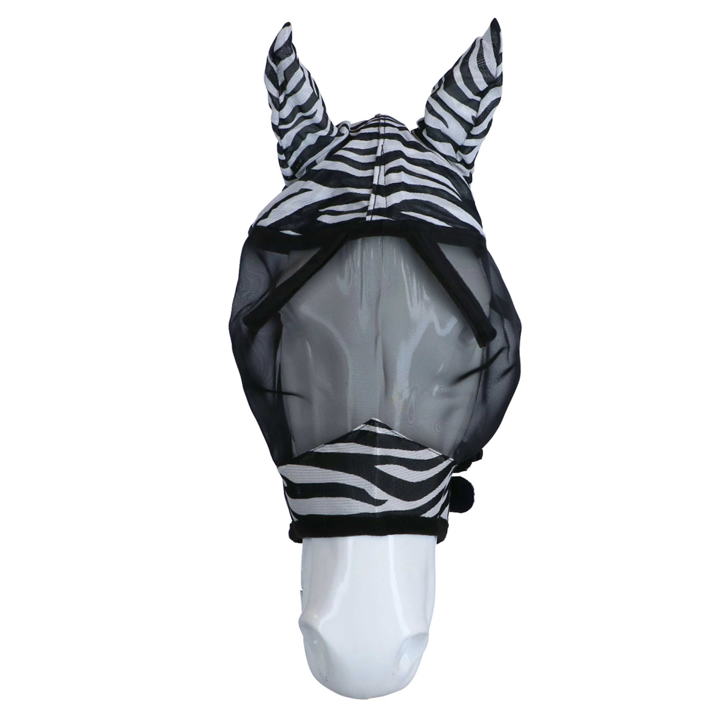 RugBe by Covalliero Fliegenmaske mit Ohrbedeckung Schwarz Zebra - Image 2