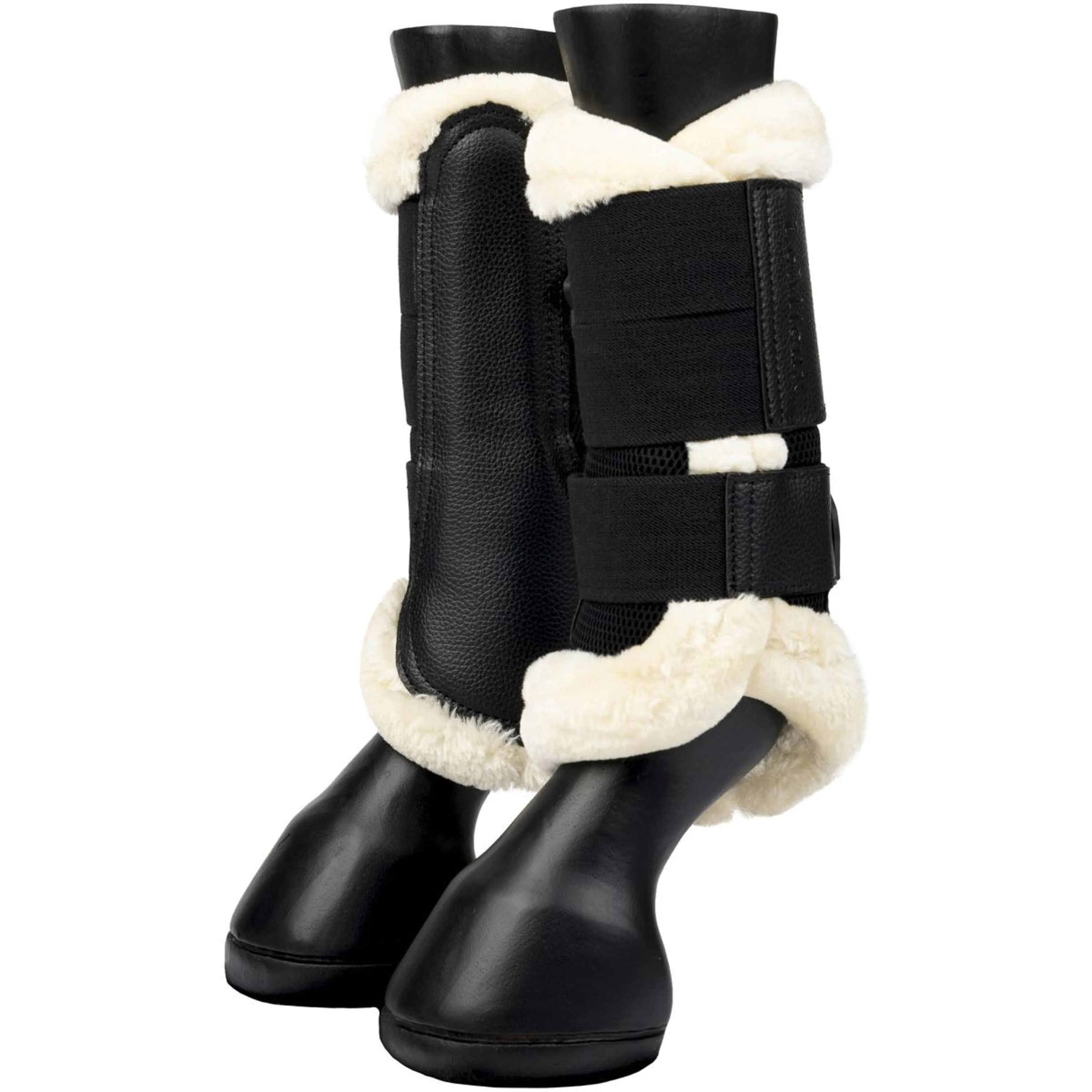 LeMieux Brushing Boots Fleece Edge Mesh Schwarz/Naturell - Image 6
