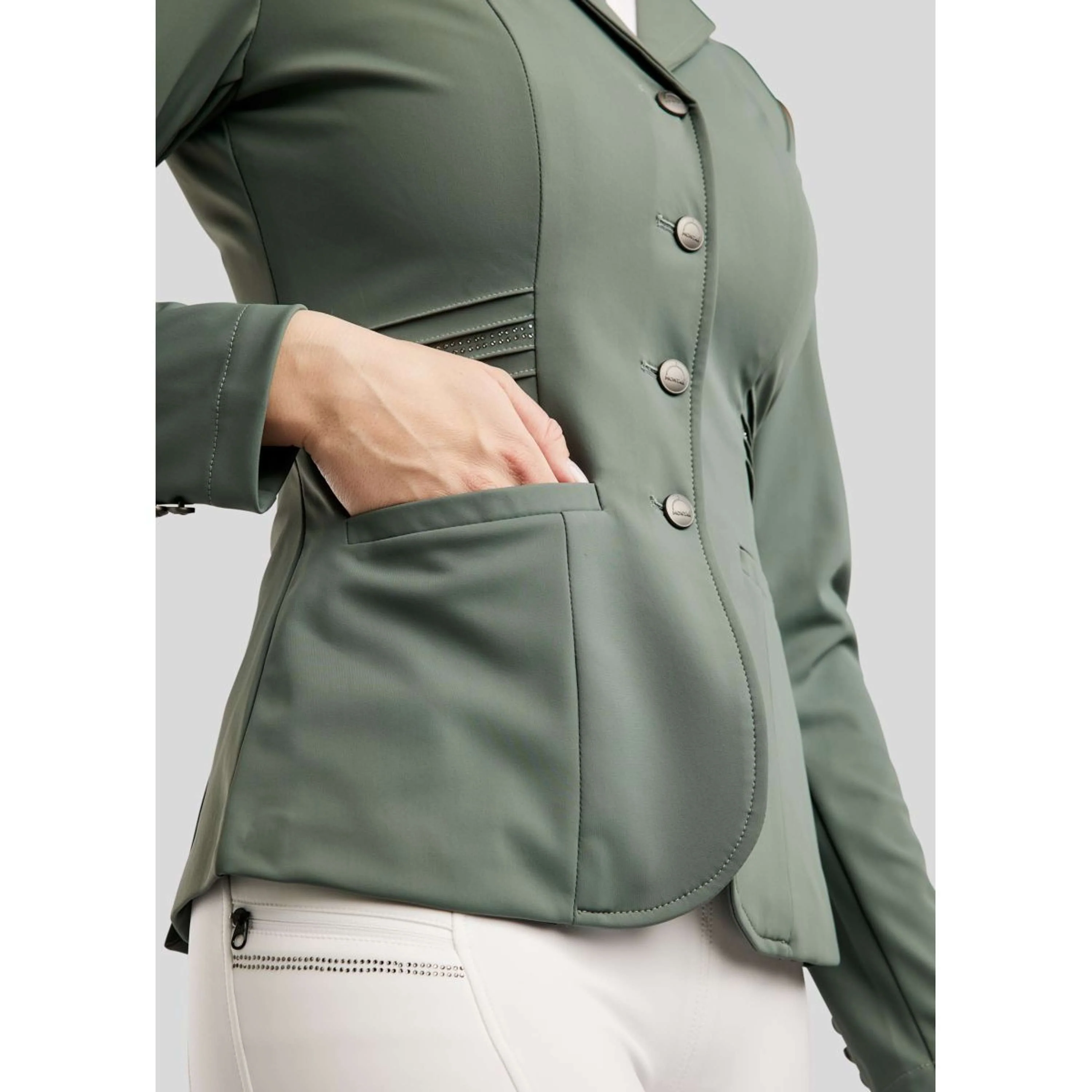 Montar Turnierjacket MoPearl Pintucks Gun Metal Crystals Jade - Image 4