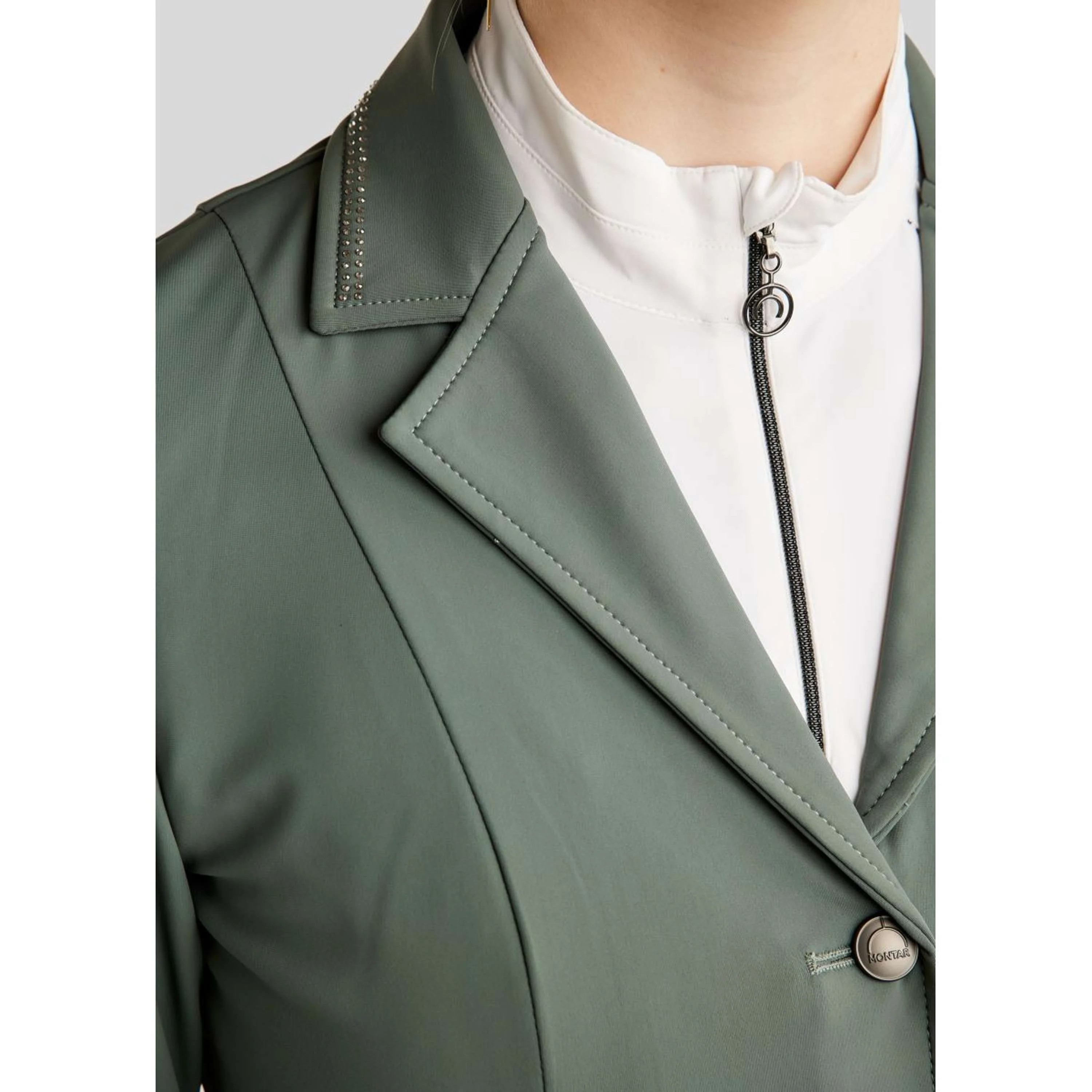 Montar Turnierjacket MoPearl Pintucks Gun Metal Crystals Jade - Image 5