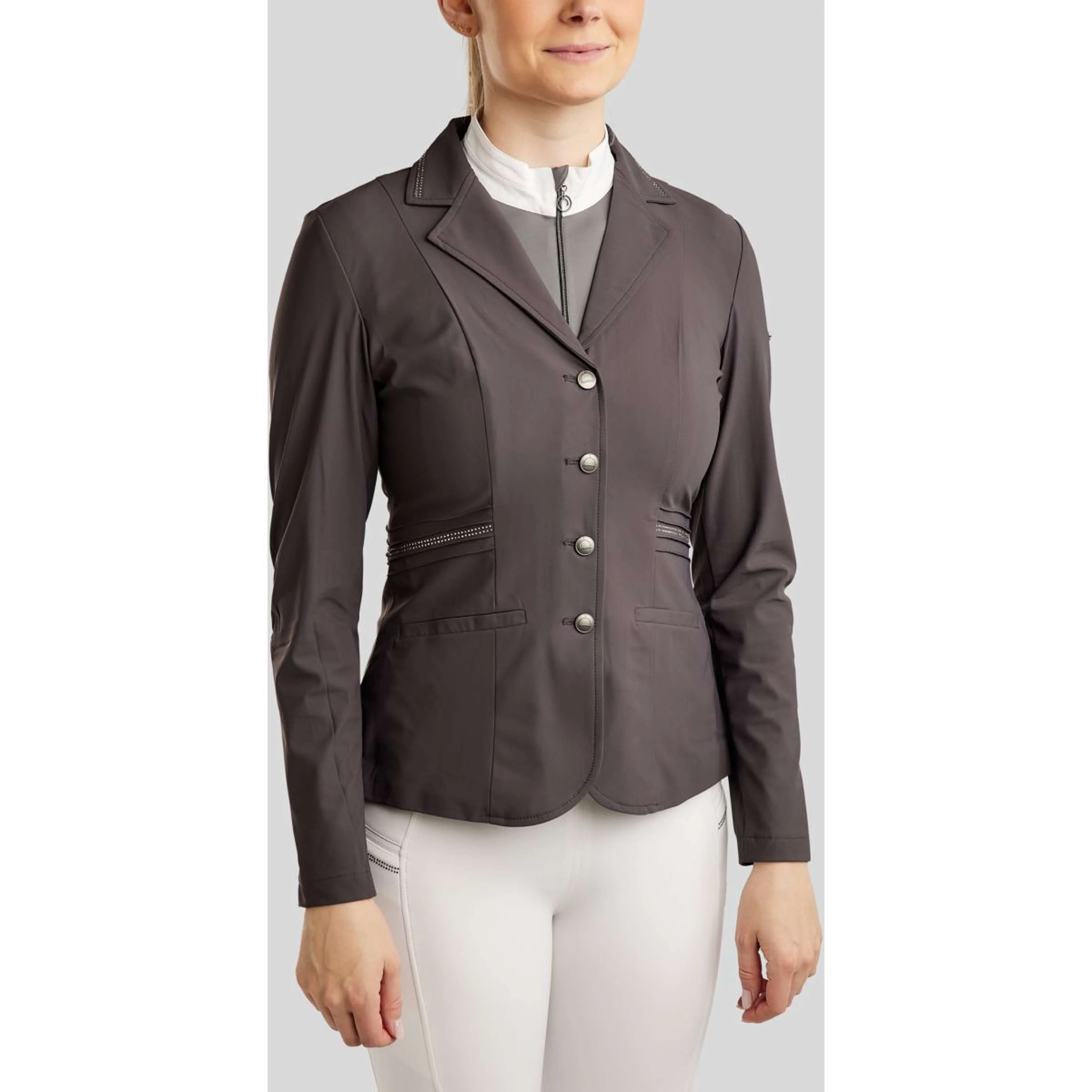 Montar Turnierjacket MoPearl Pintucks Gun Metal Crystals Slate Grey