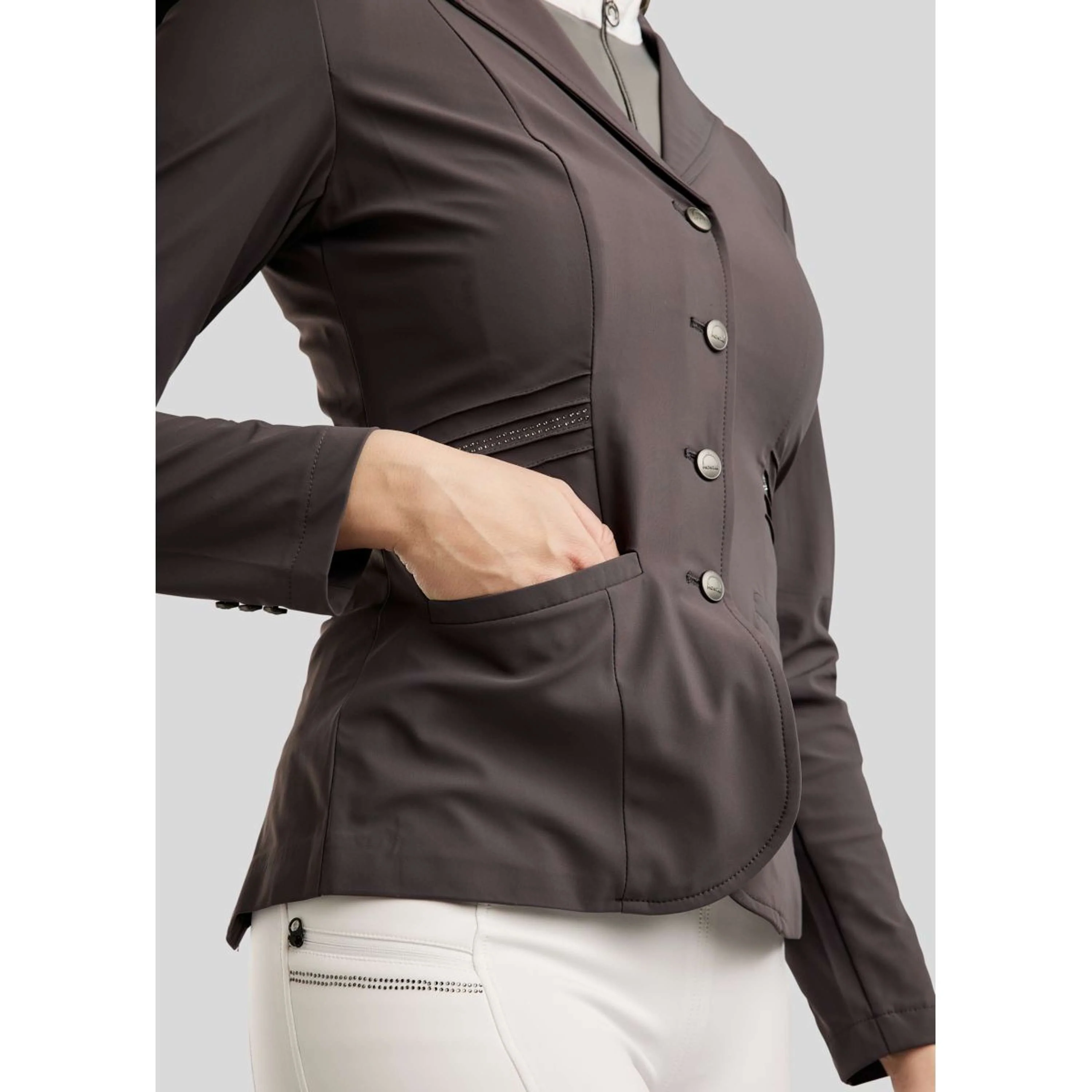 Montar Turnierjacket MoPearl Pintucks Gun Metal Crystals Slate Grey - Image 4