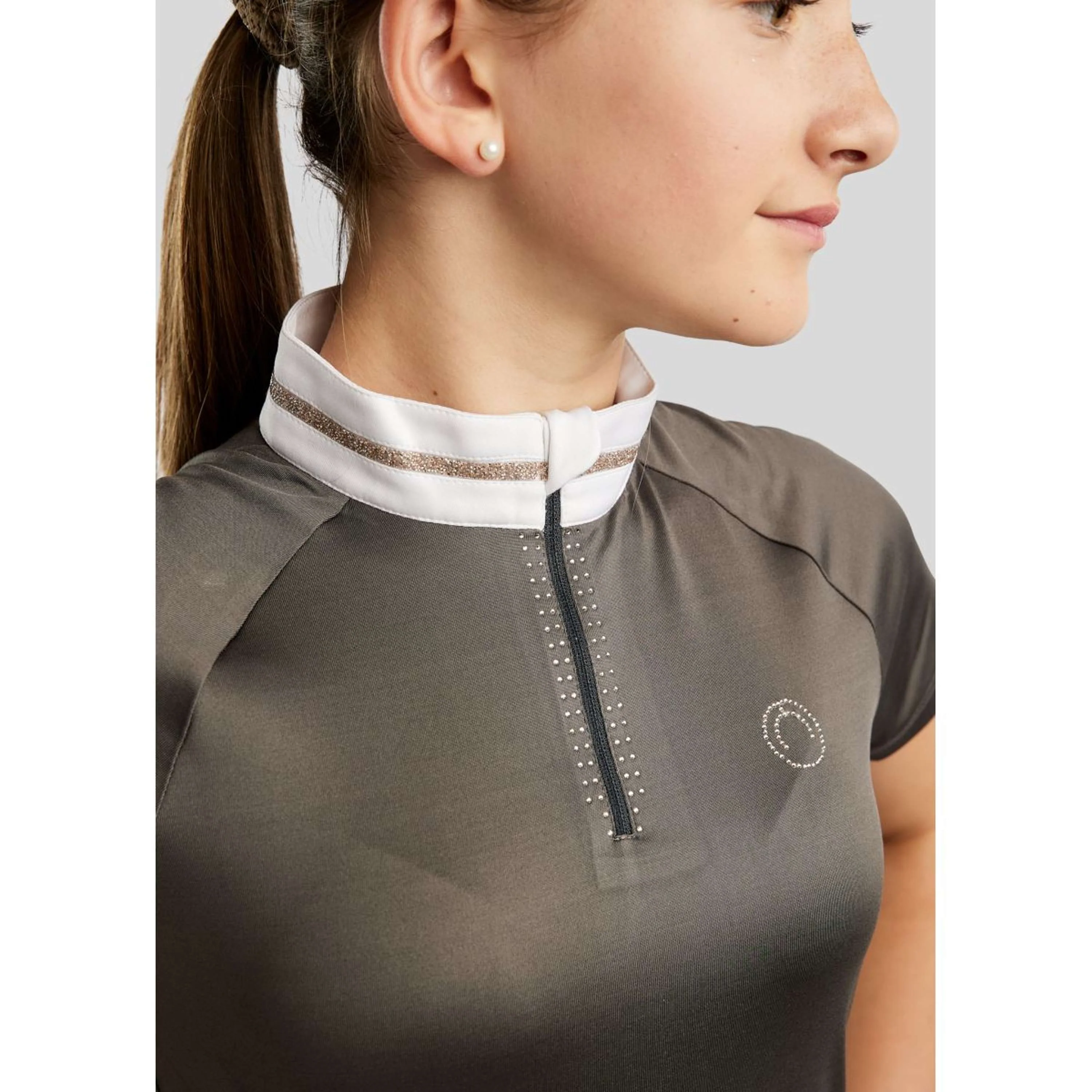 Montar Turniershirt MoLila Champagne Crystals Junior Grau - Image 2