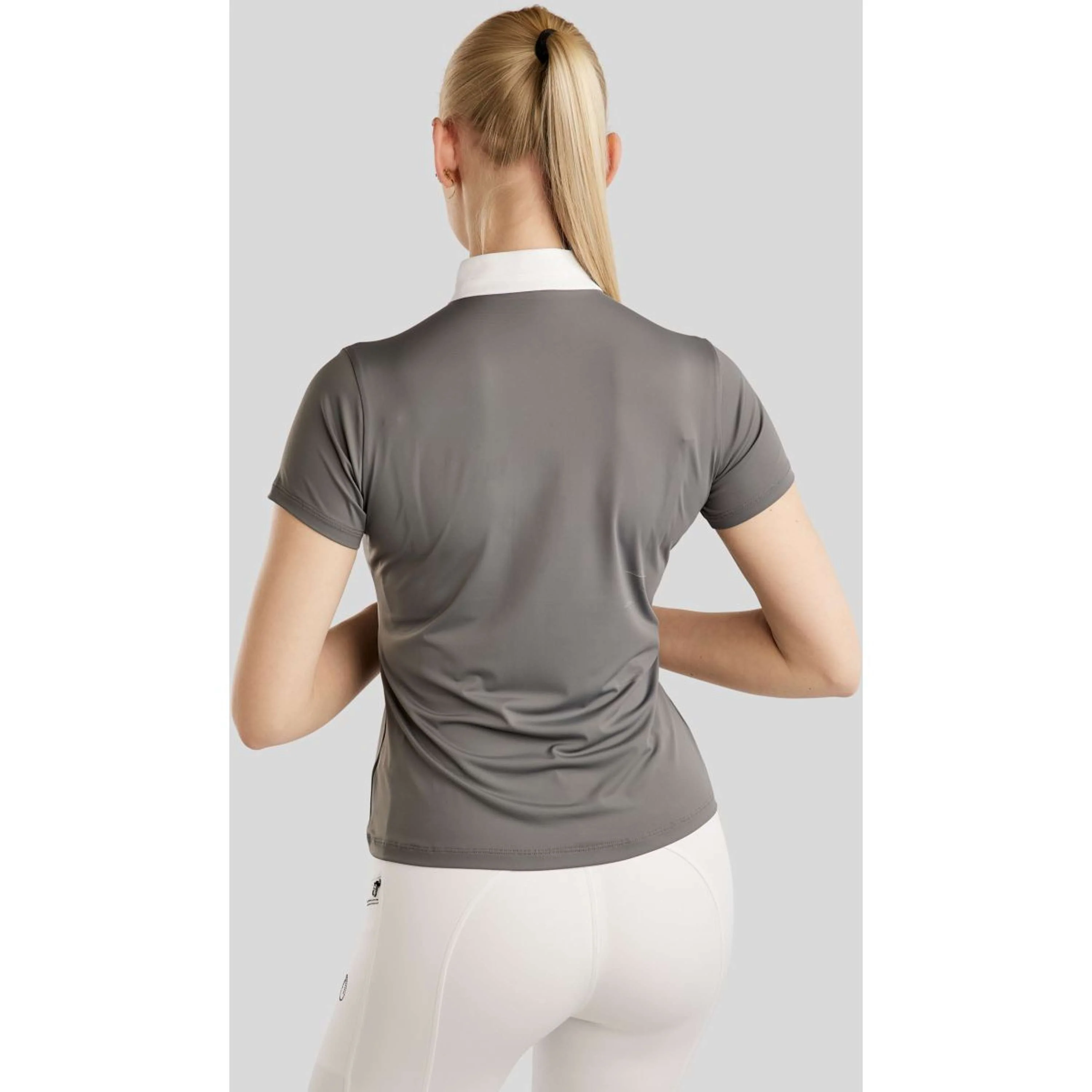 Montar Turniershirt MoPearl Pintucks Gun Metal Crystals Grau - Image 2