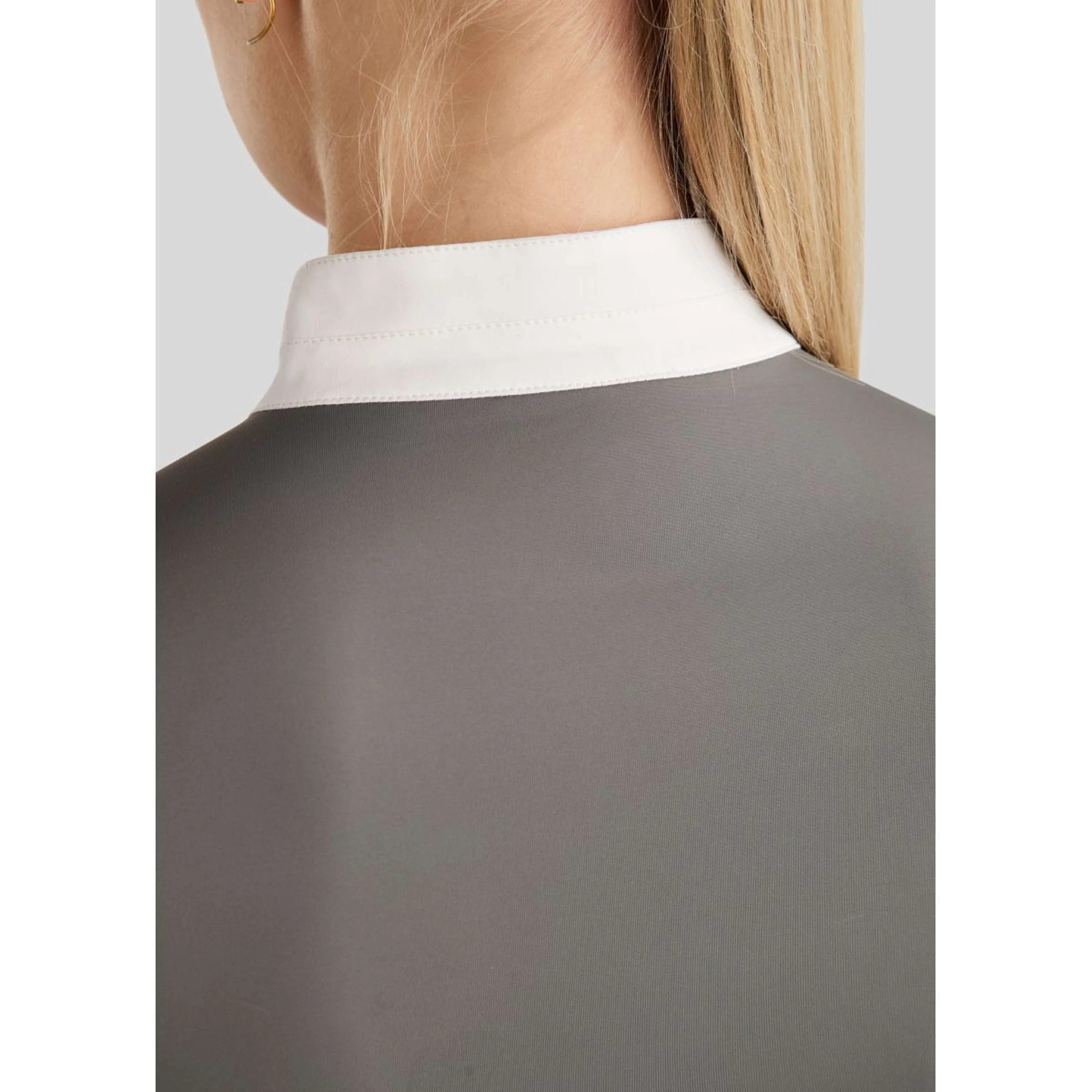 Montar Turniershirt MoPearl Pintucks Gun Metal Crystals Grau - Image 4