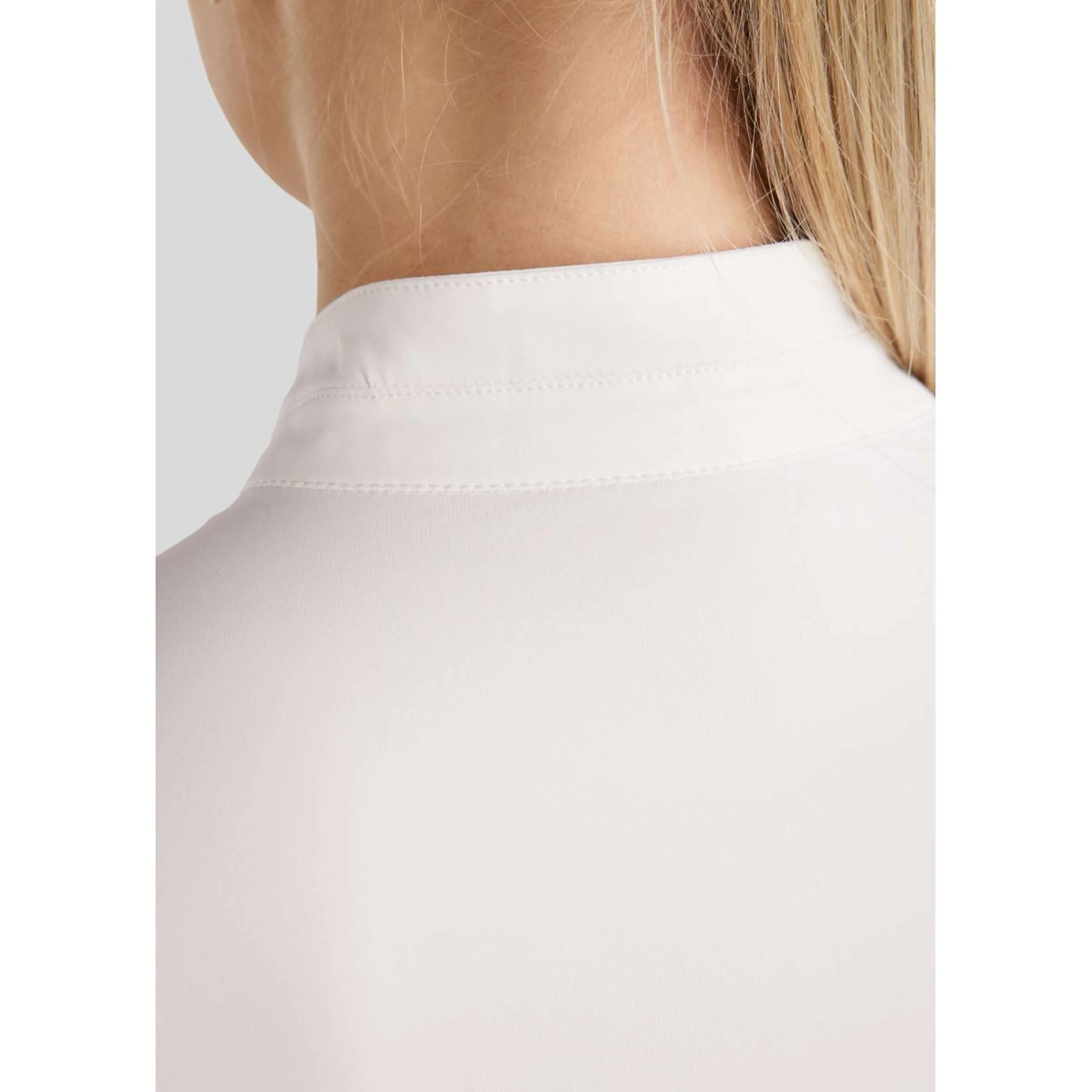 Montar Turniershirt MoPearl Pintucks Gun Metal Crystals Weiß - Image 4