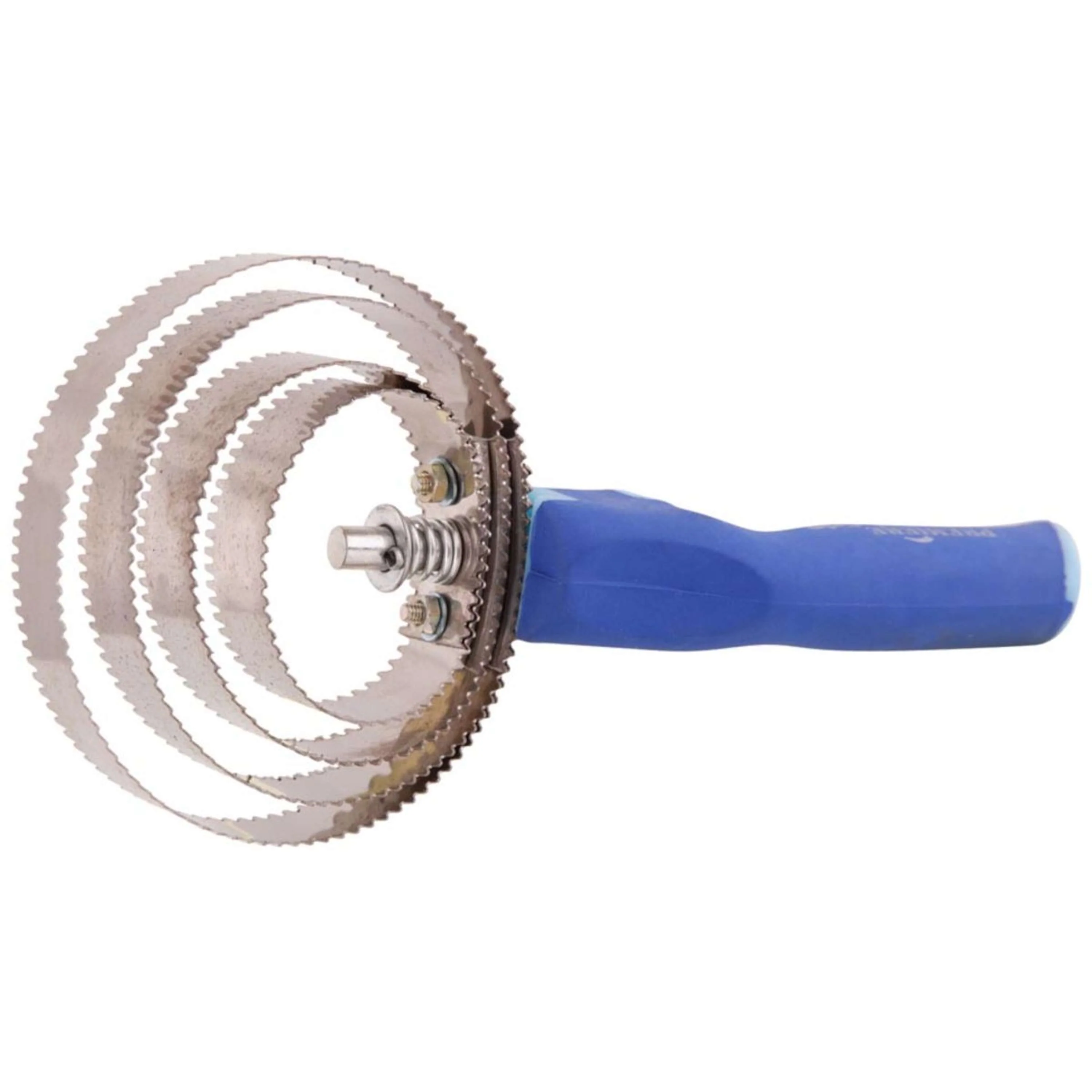 Premiere Striegel Soft Grip mit 4 Edelstahl Blättern Kobalt/Hellblau - Image 2