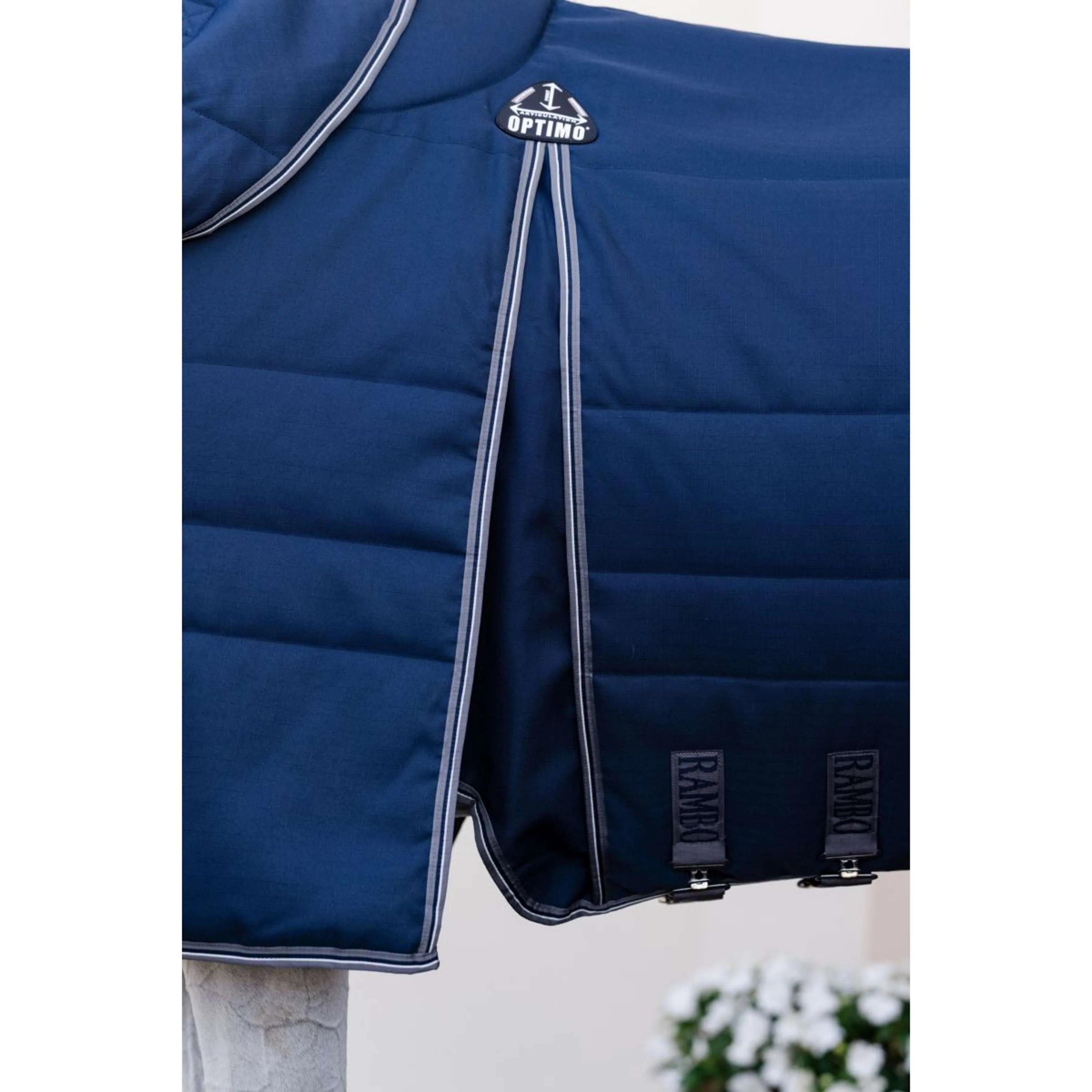 Rambo Optimo Stalldecke Plus 200g Navy/Thunderstorm Grey/Silver - Image 12