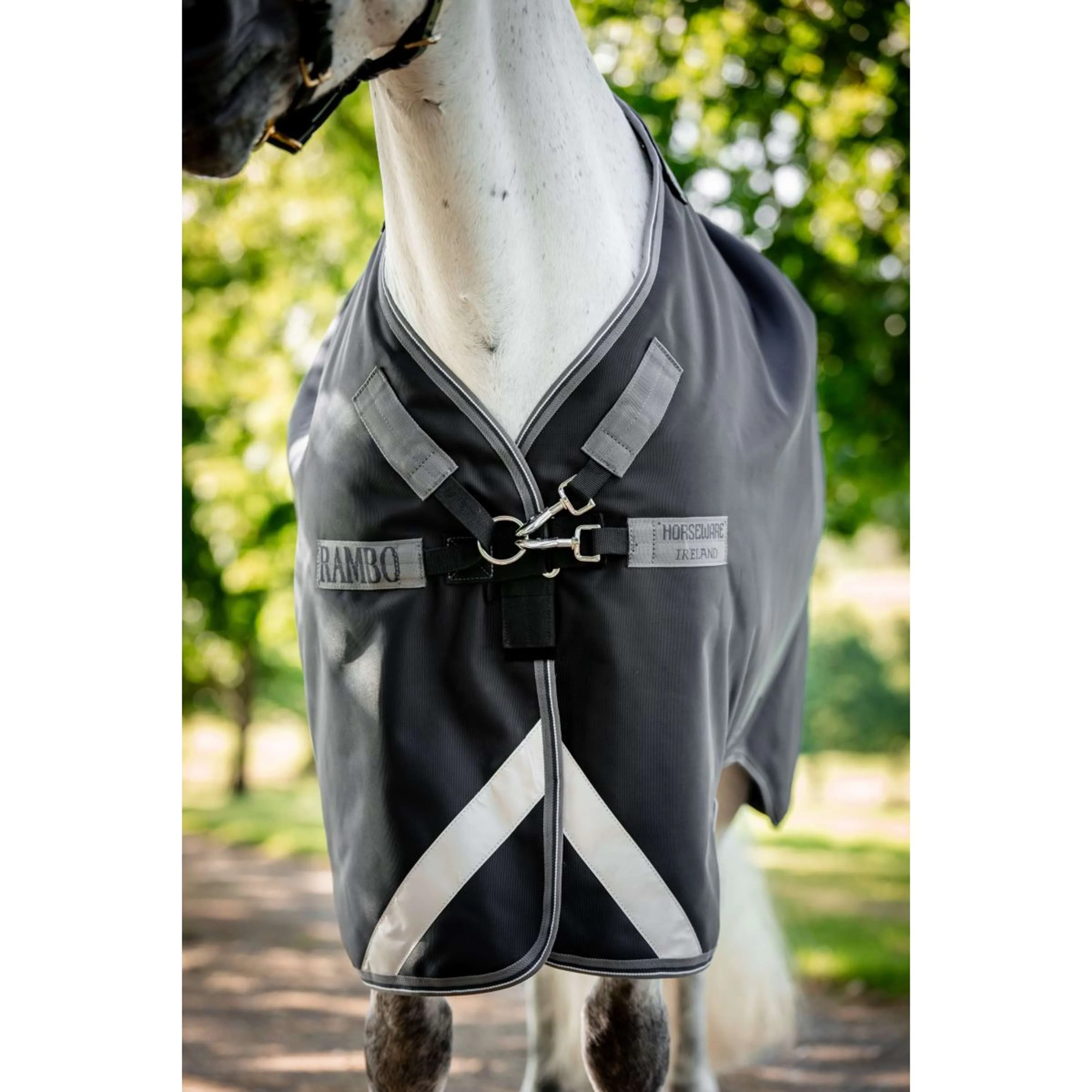 Rambo Turnout Rug 1680D Varilayer 450g Black/Thunderstorm Grey/Silver - Image 3