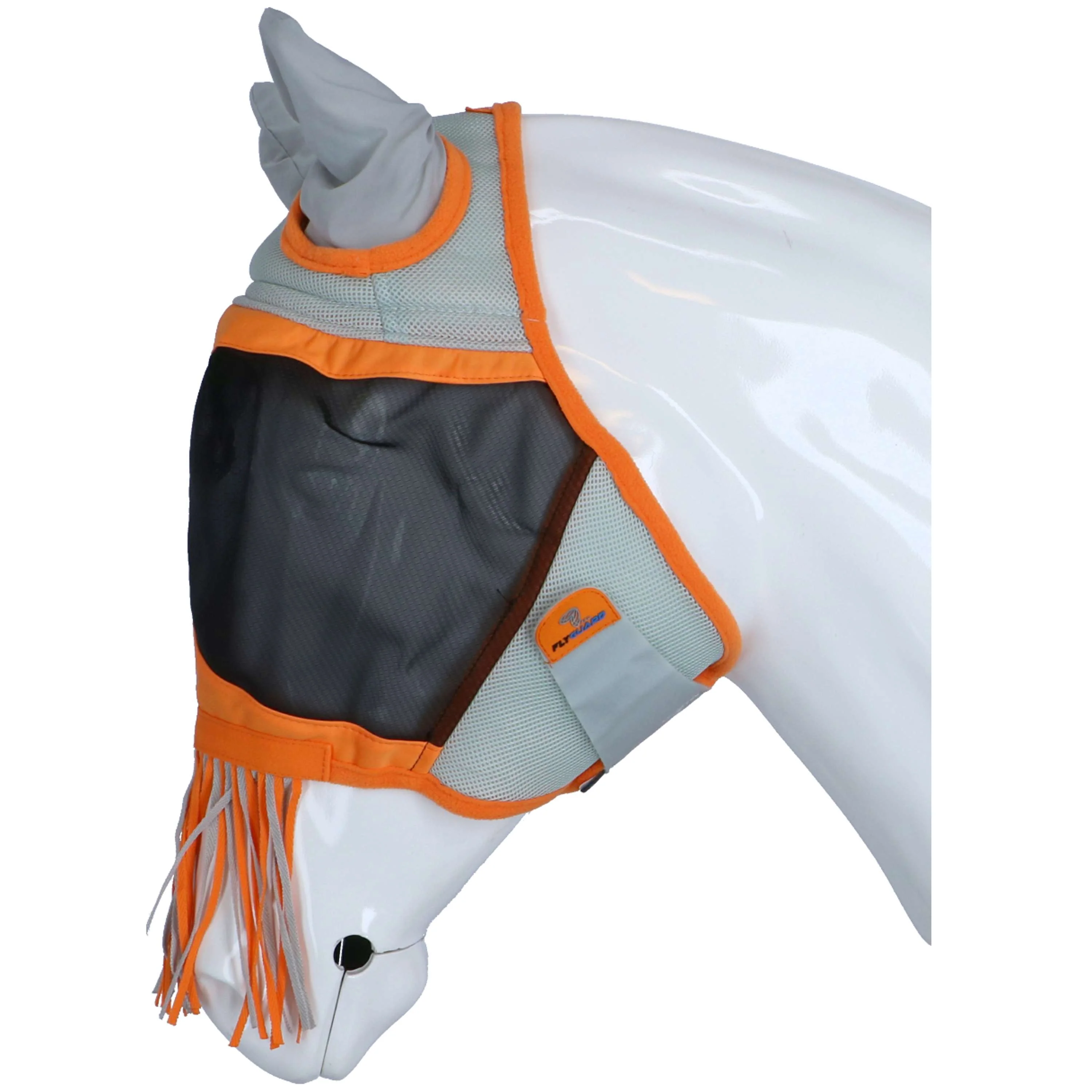 Shires Fliegenmaske Air Motion mit Ohren und Fransen Orange - Image 3