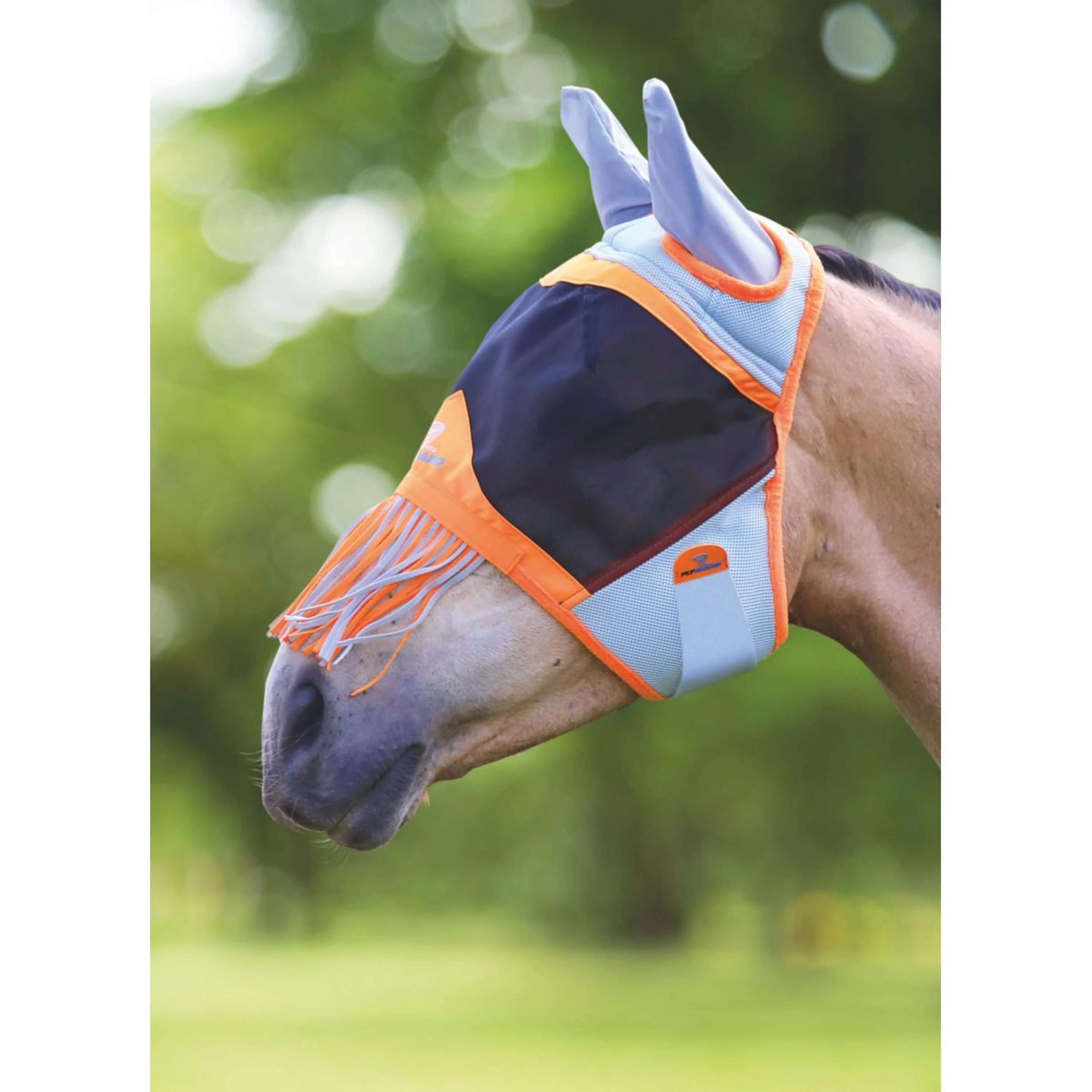 Shires Fliegenmaske Air Motion mit Ohren und Fransen Orange - Image 4