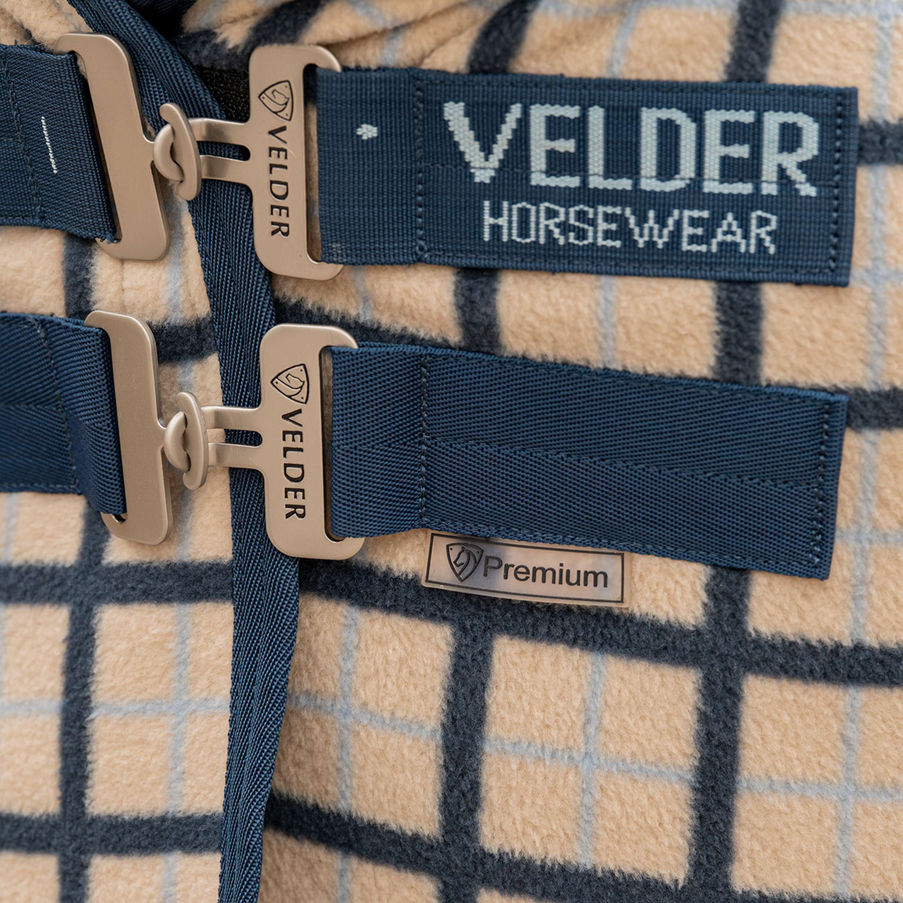 Velder Horsewear Fleece Cooler with Collar Navy Check - Image 3