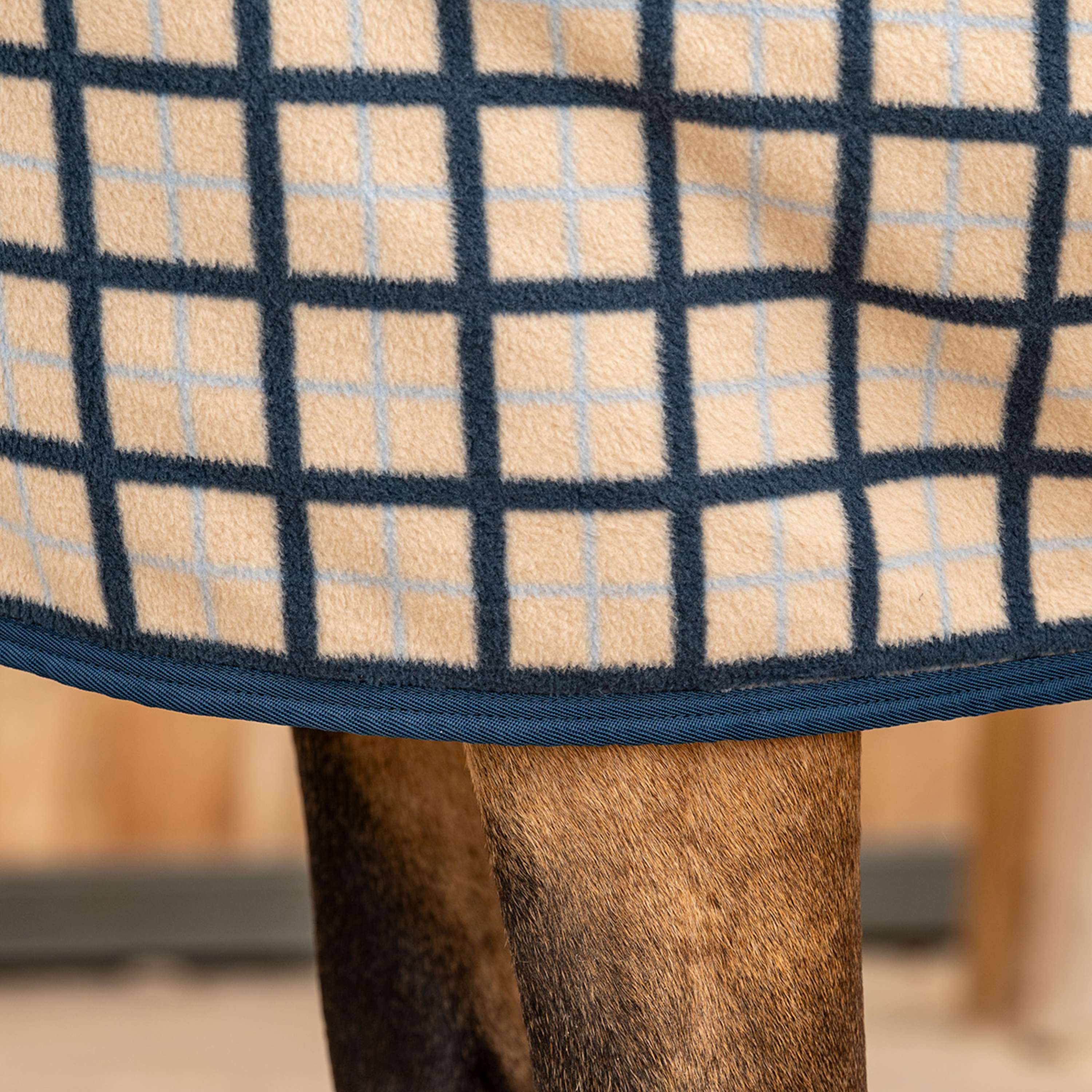 Velder Horsewear Fleece Cooler with Collar Navy Check - Image 6