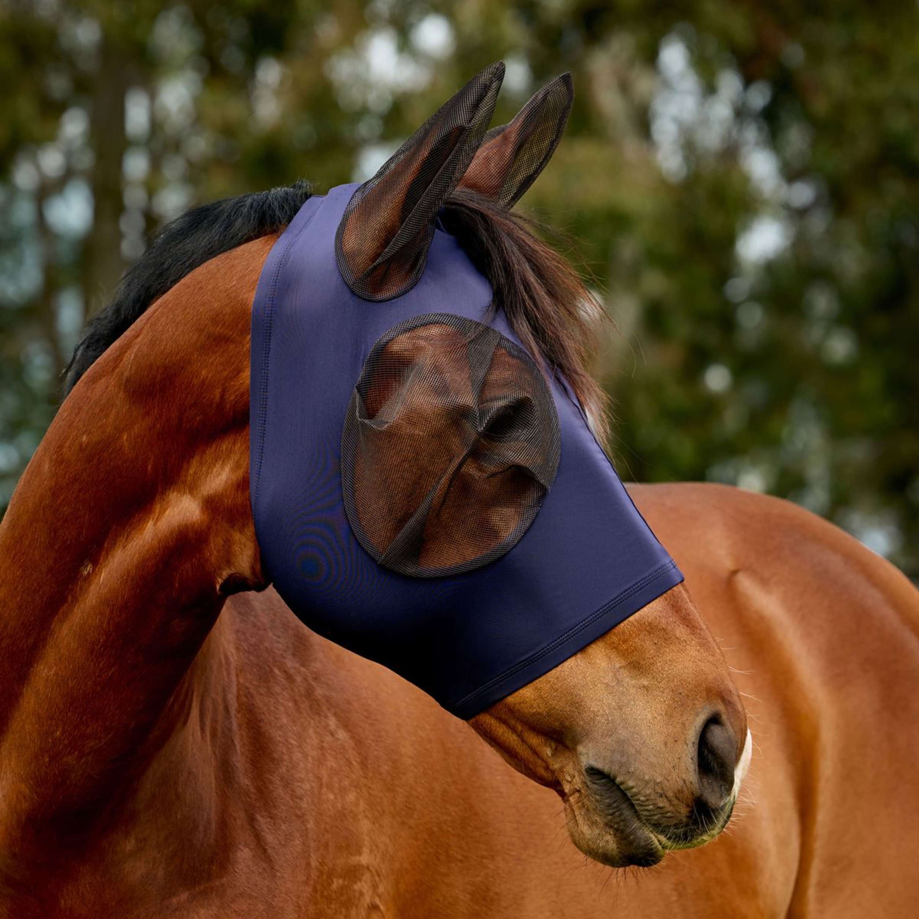 WeatherBeeta Fliegenmaske ComFiTec Deluxe Stretch mit Ohren Navy/Schwarz - Image 2